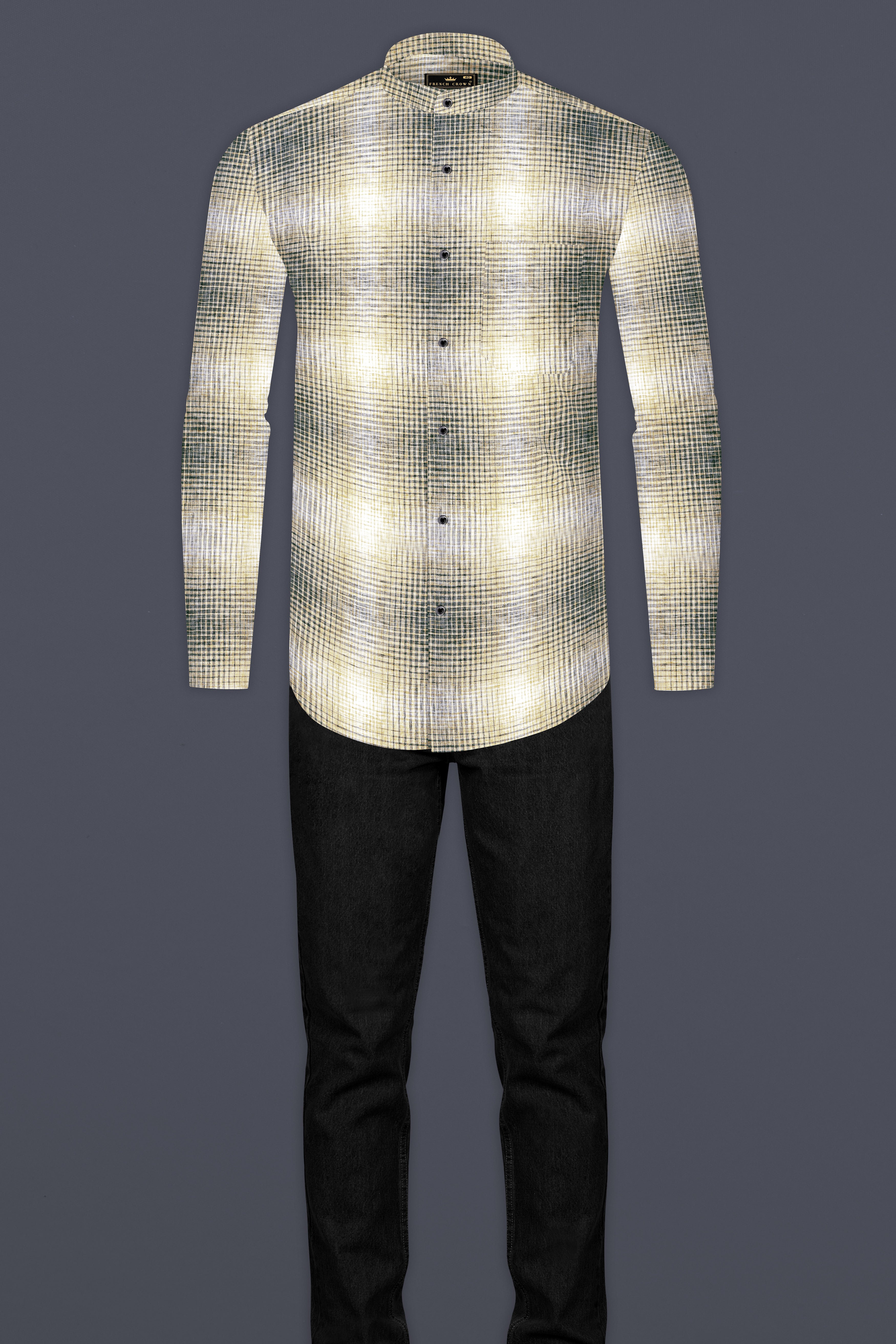 Chalky Brown and White Checkered Luxurious Linen Shirt