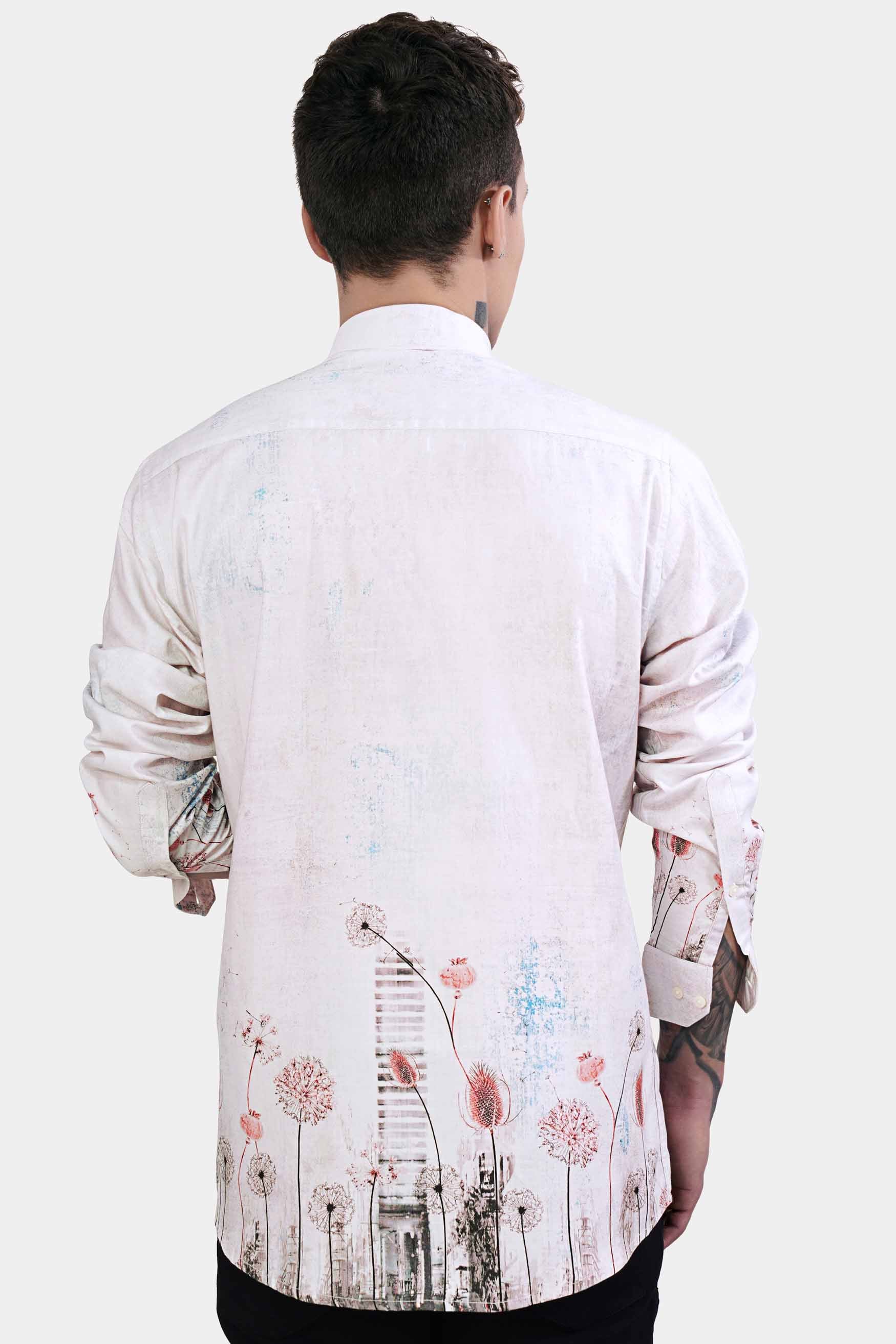Bon Jour Gray Floral Printed Subtle Sheen Super Soft Premium Cotton Shirt