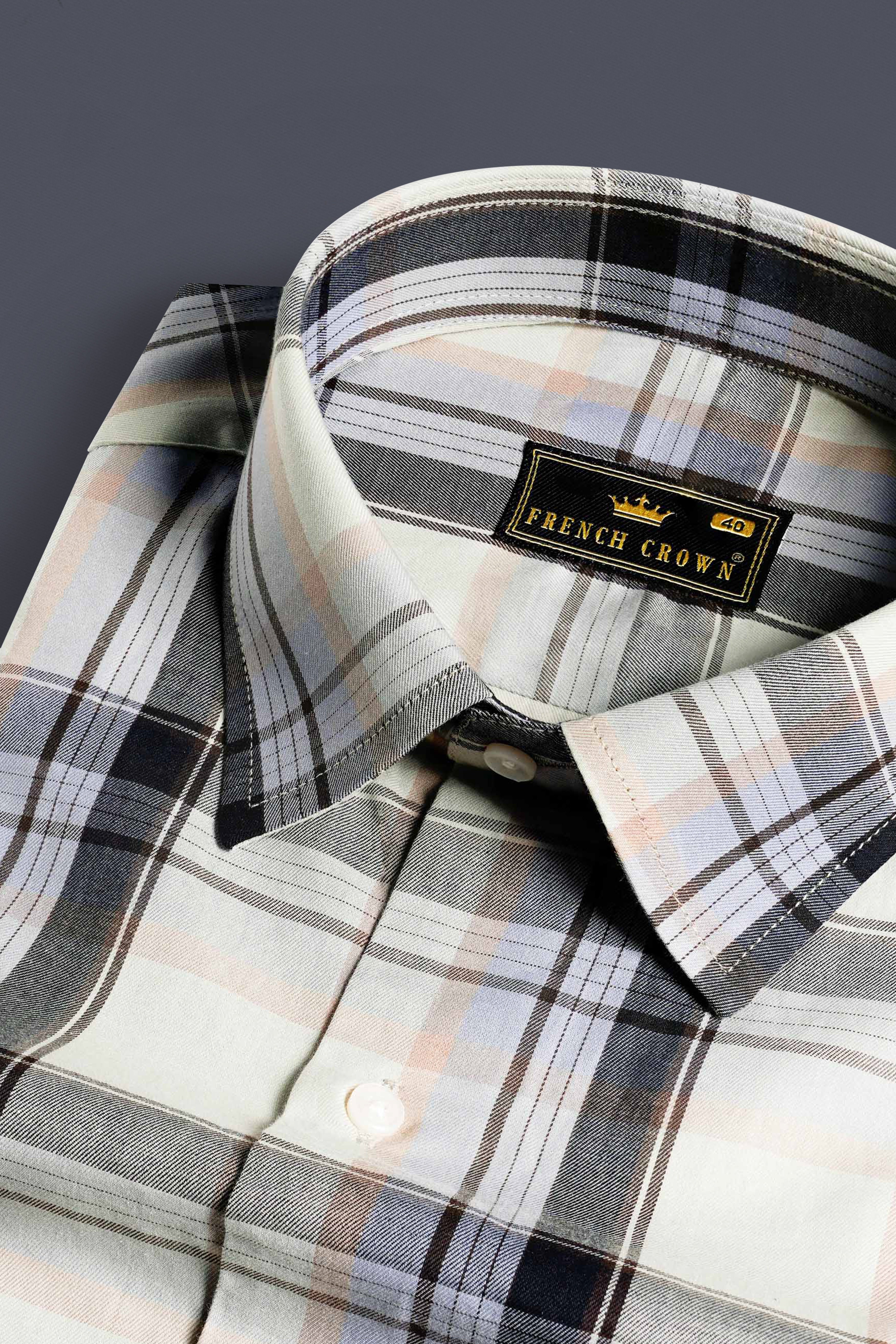 Westar Green and Black Twill Plaid Premium Cotton Shirt