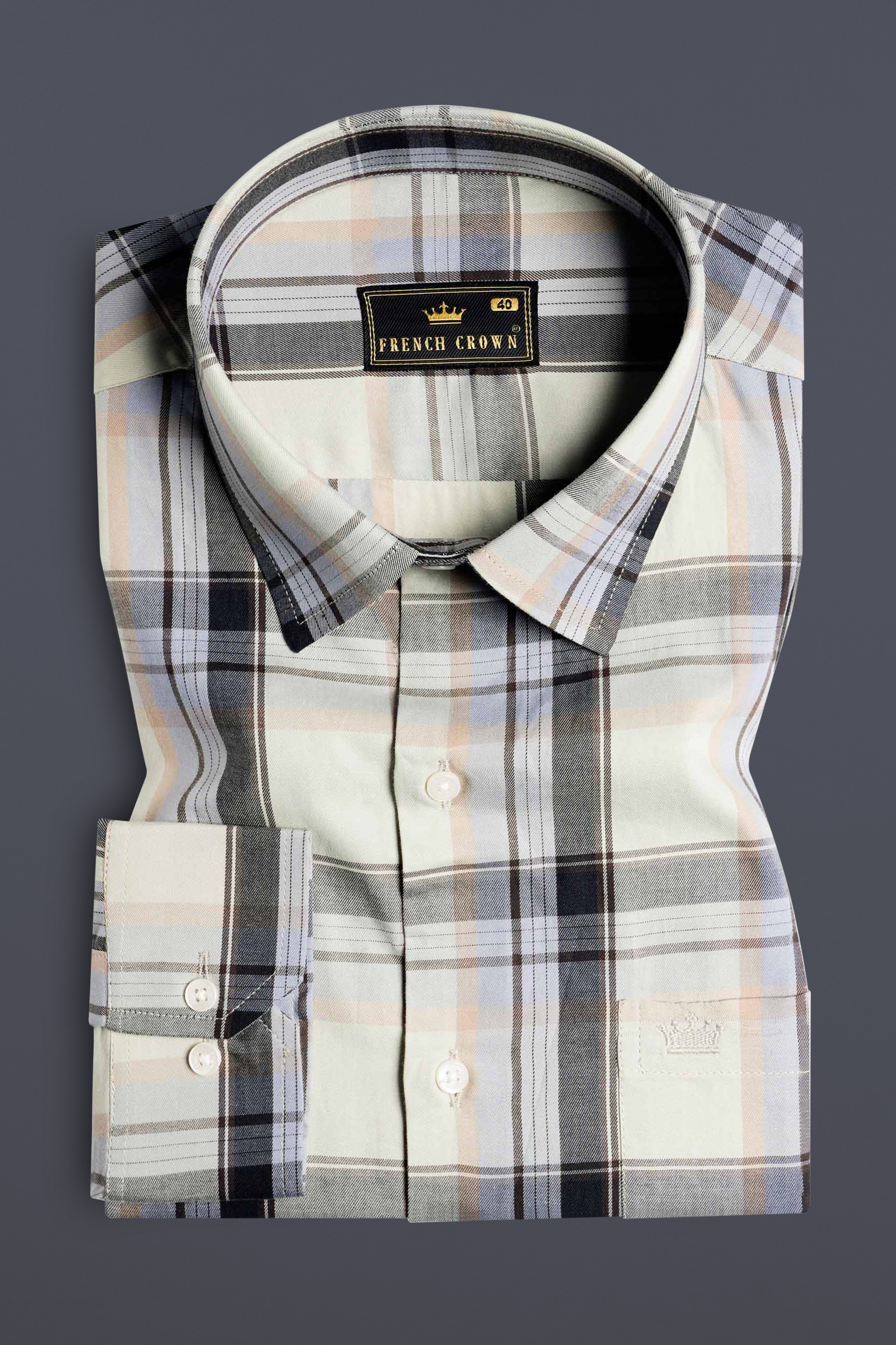 Westar Green and Black Twill Plaid Premium Cotton Shirt