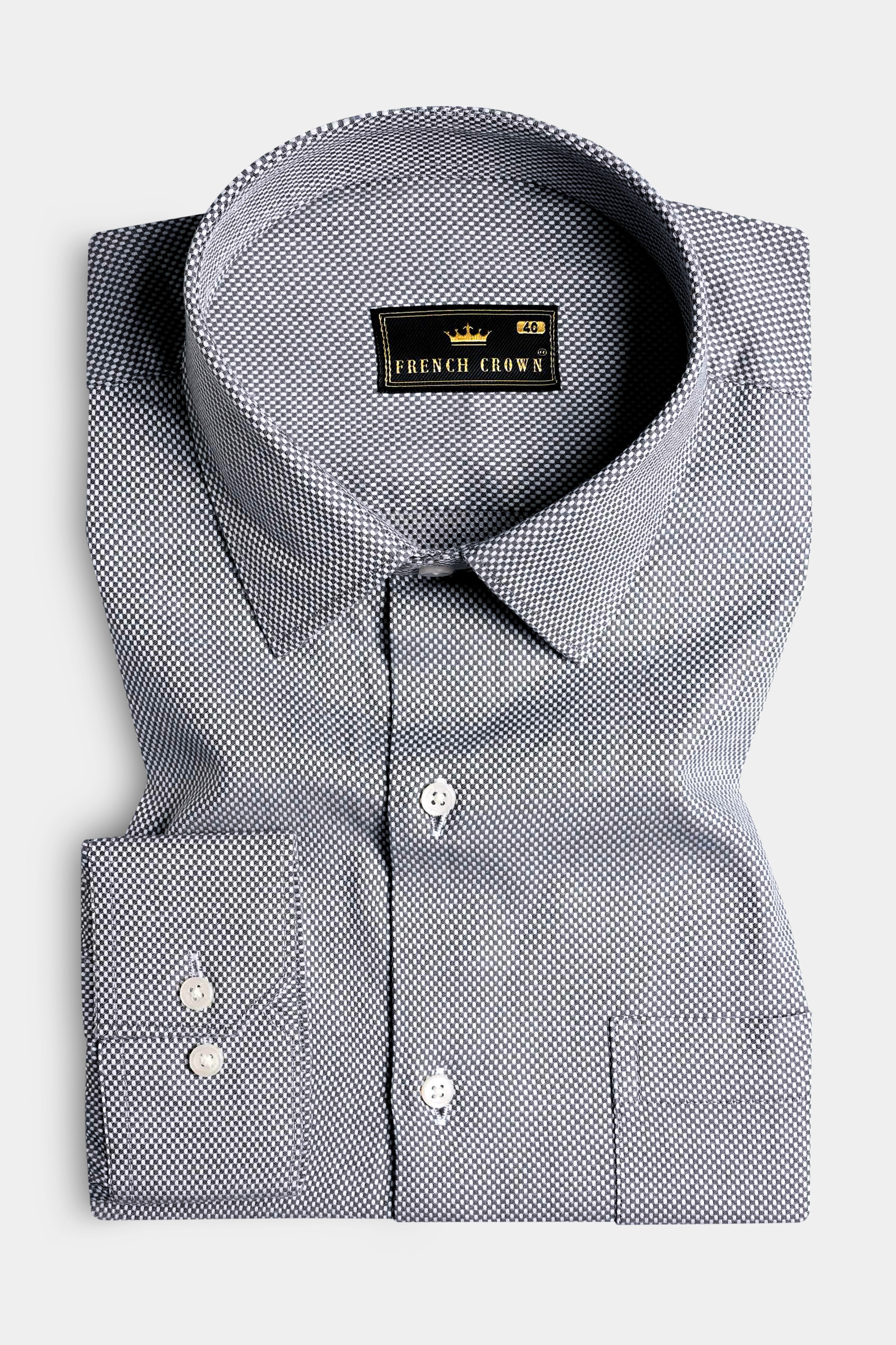 Nevada Gray Dobby Textured Premium Giza Cotton Shirt