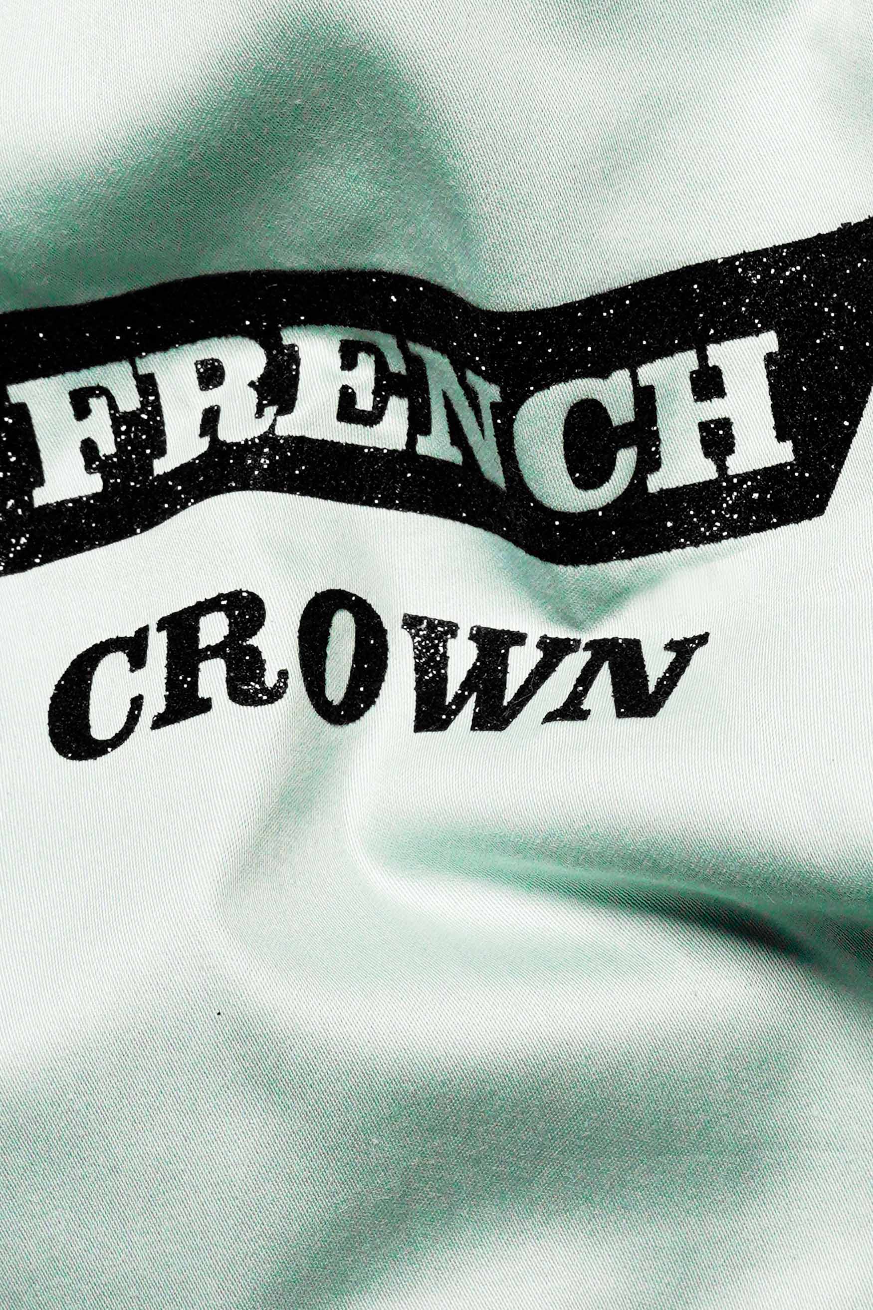 Sprout Green French Crown Foil Printed Subtle Sheen Super Soft Premium Cotton Designer Shirt