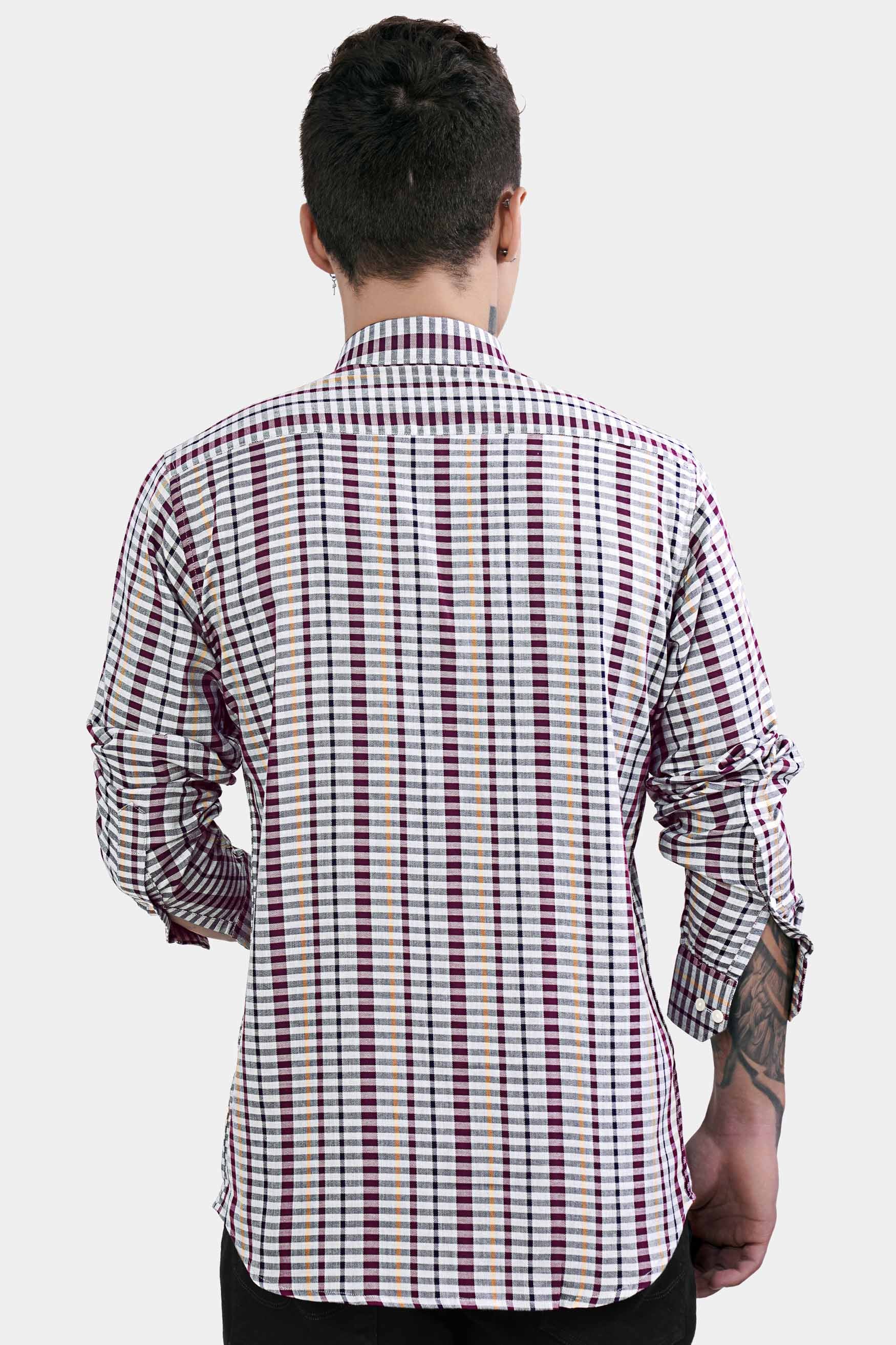 Nickel Gray and Tamarind Maroon Twill Checkered Premium Cotton Shirt