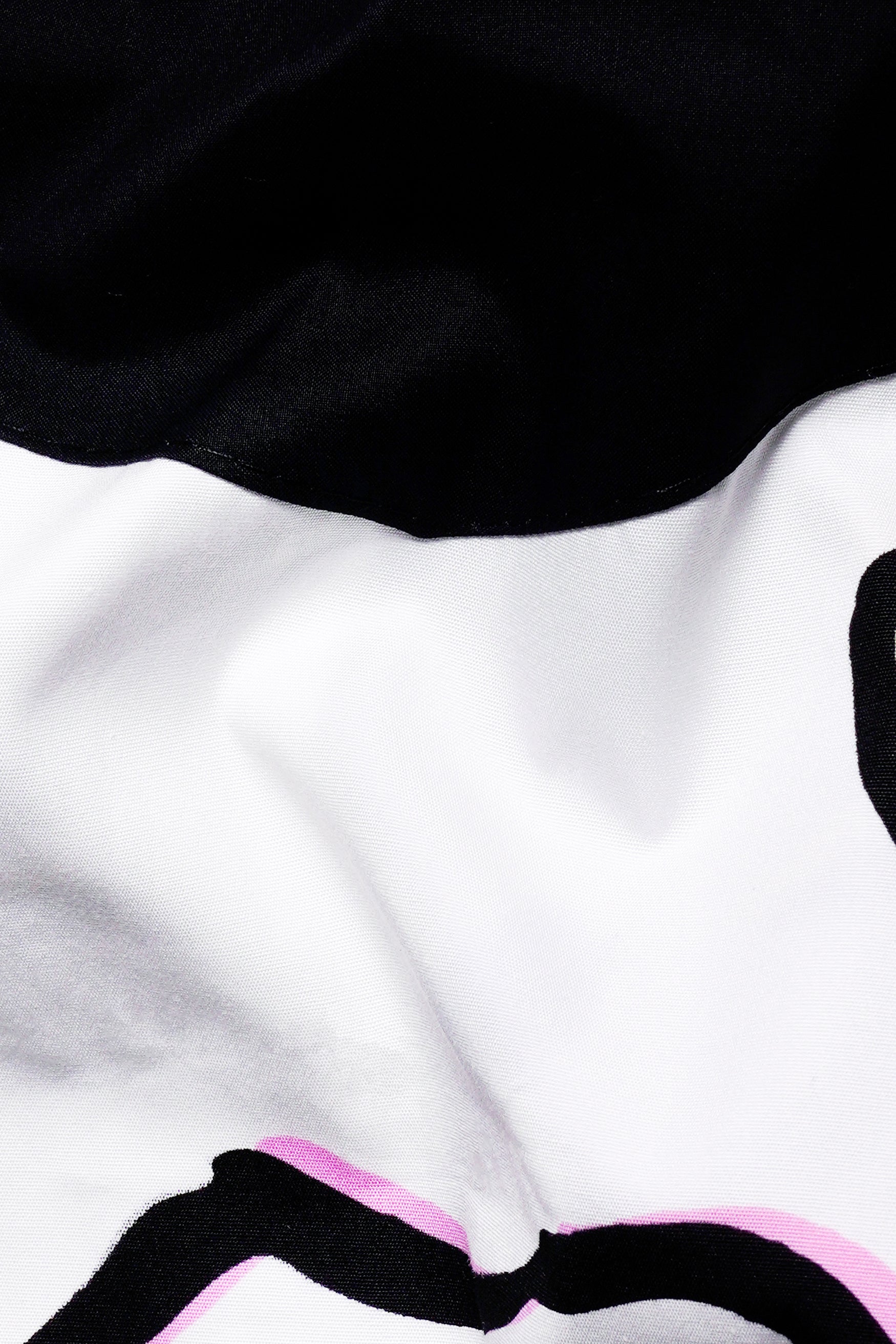 Bright White Faces Printed with Black Cuffs and Collar Premium Cotton Shirt