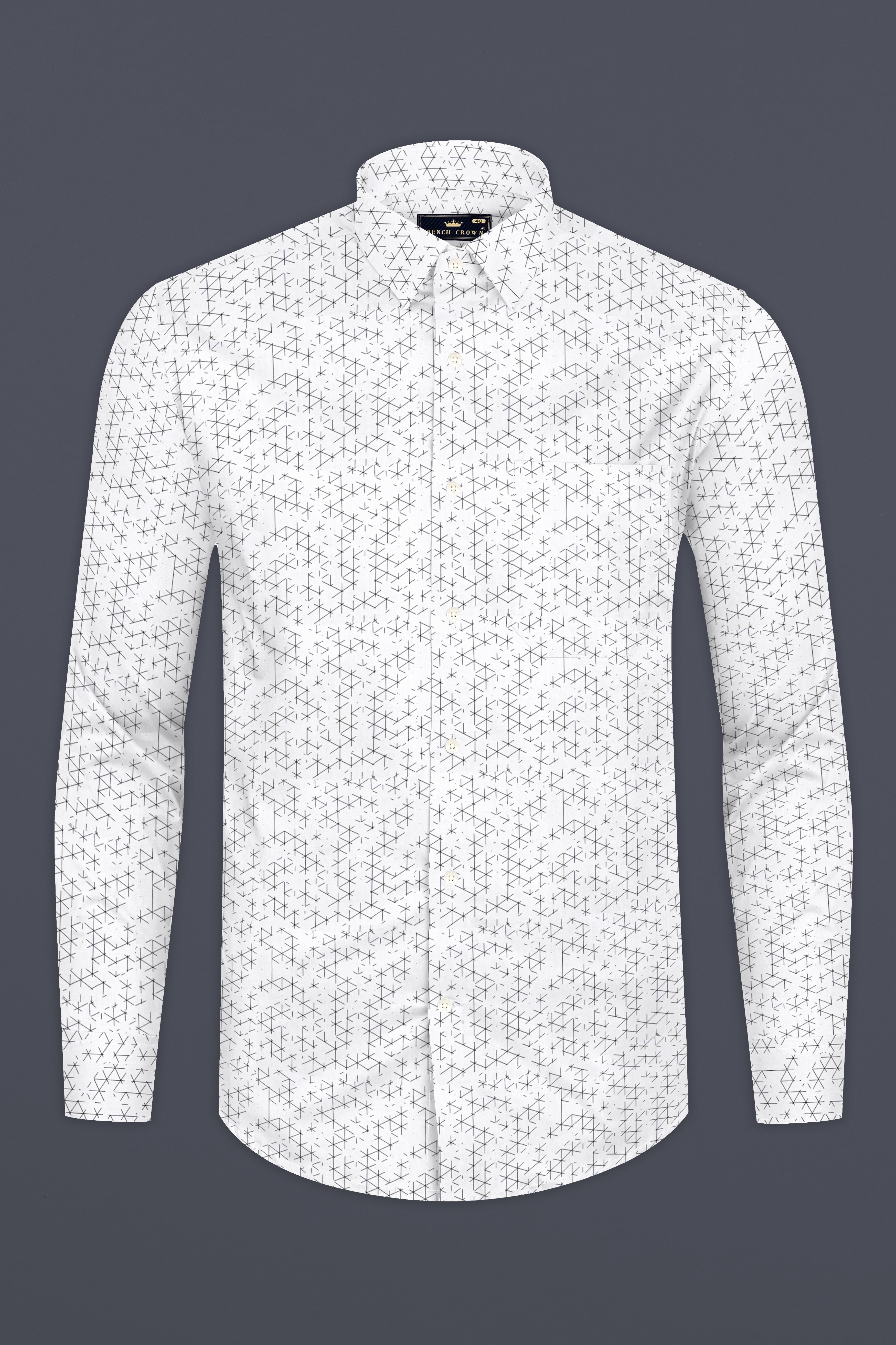 Bright White and Black Dobby Textured Premium Giza Cotton Shirt