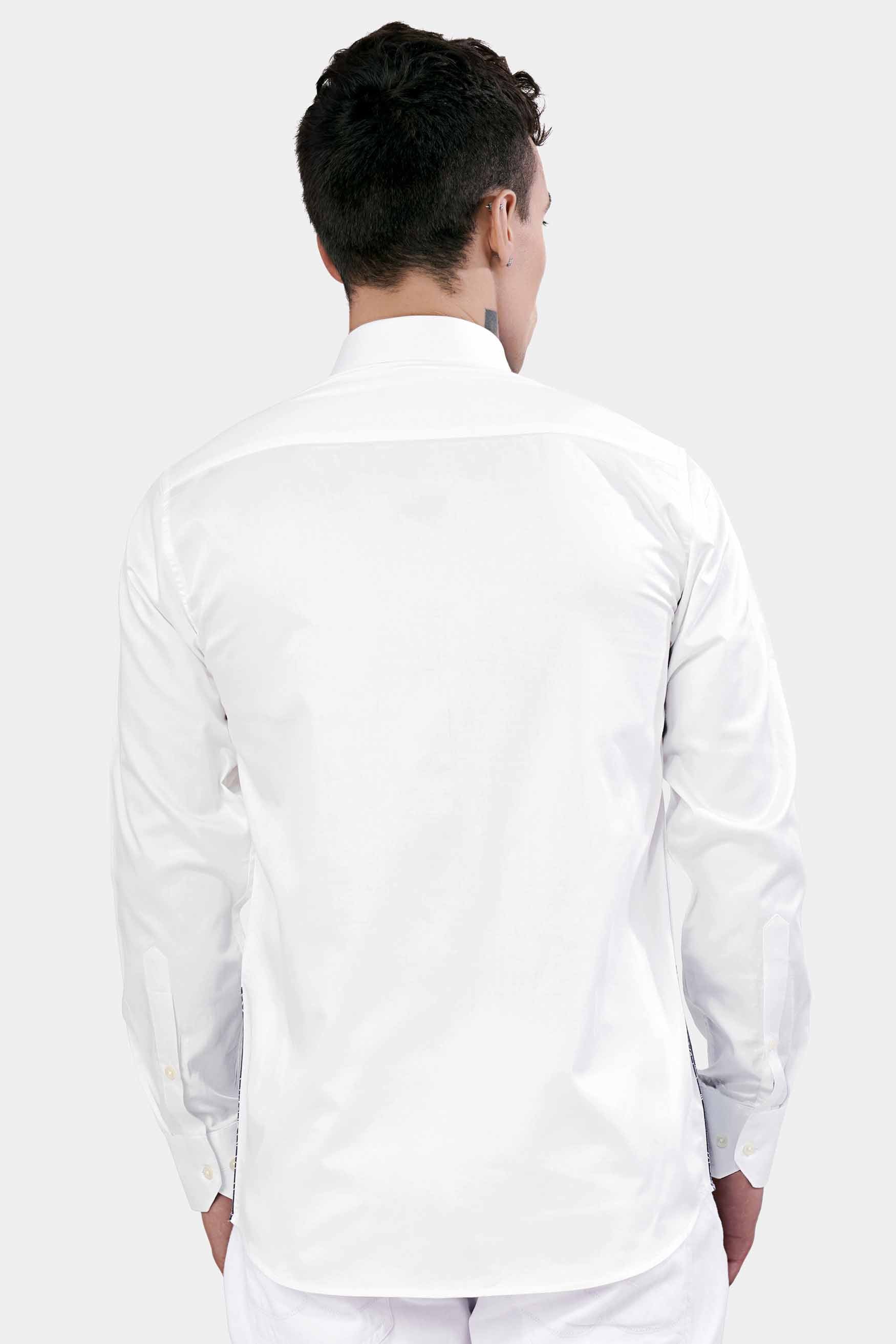 Bright White and Tuna Gray Leaves Printed Subtle Sheen Super Soft Premium Cotton Designer Shirt