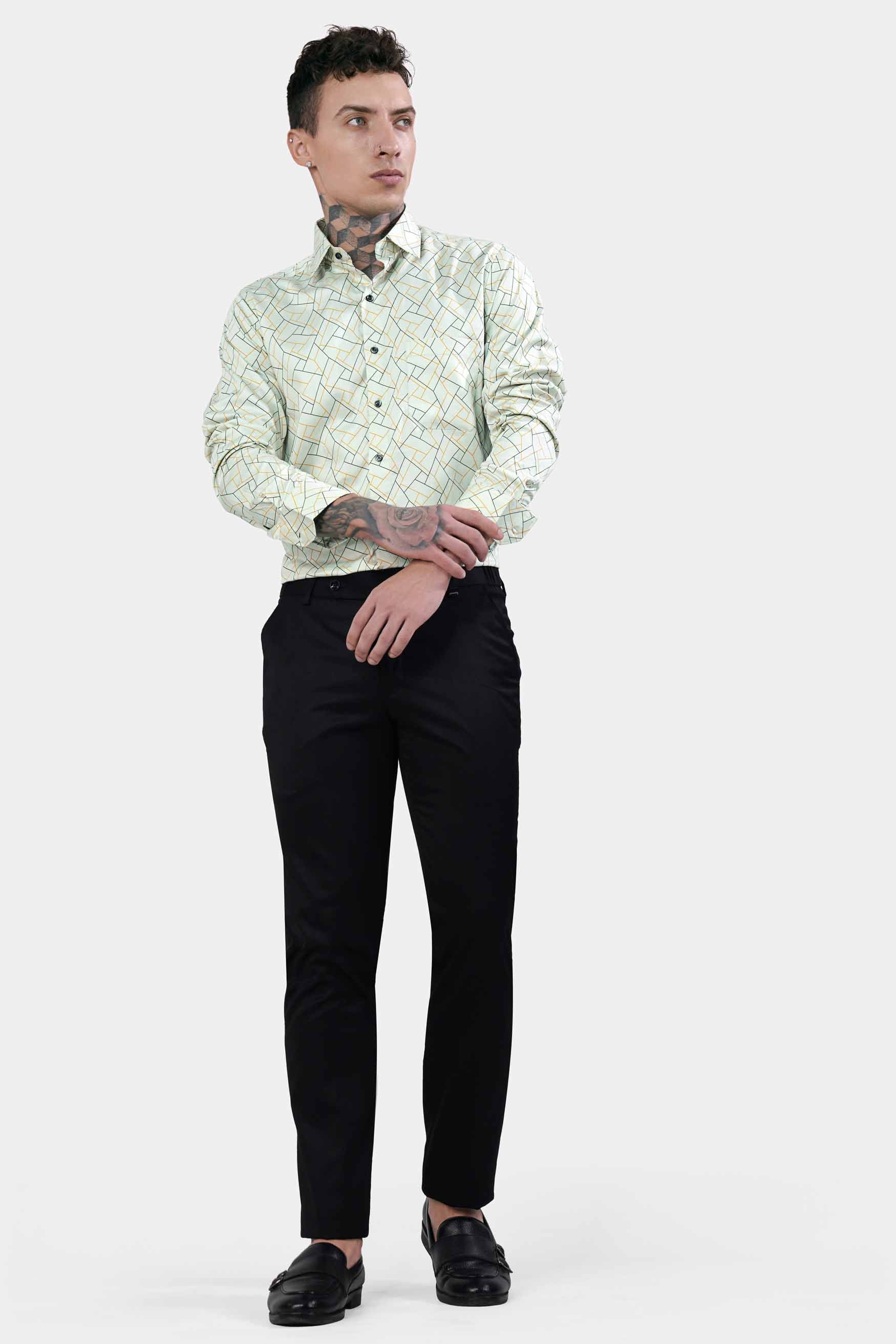 Sea Green Printed Subtle Sheen Super Soft Premium Cotton Shirt