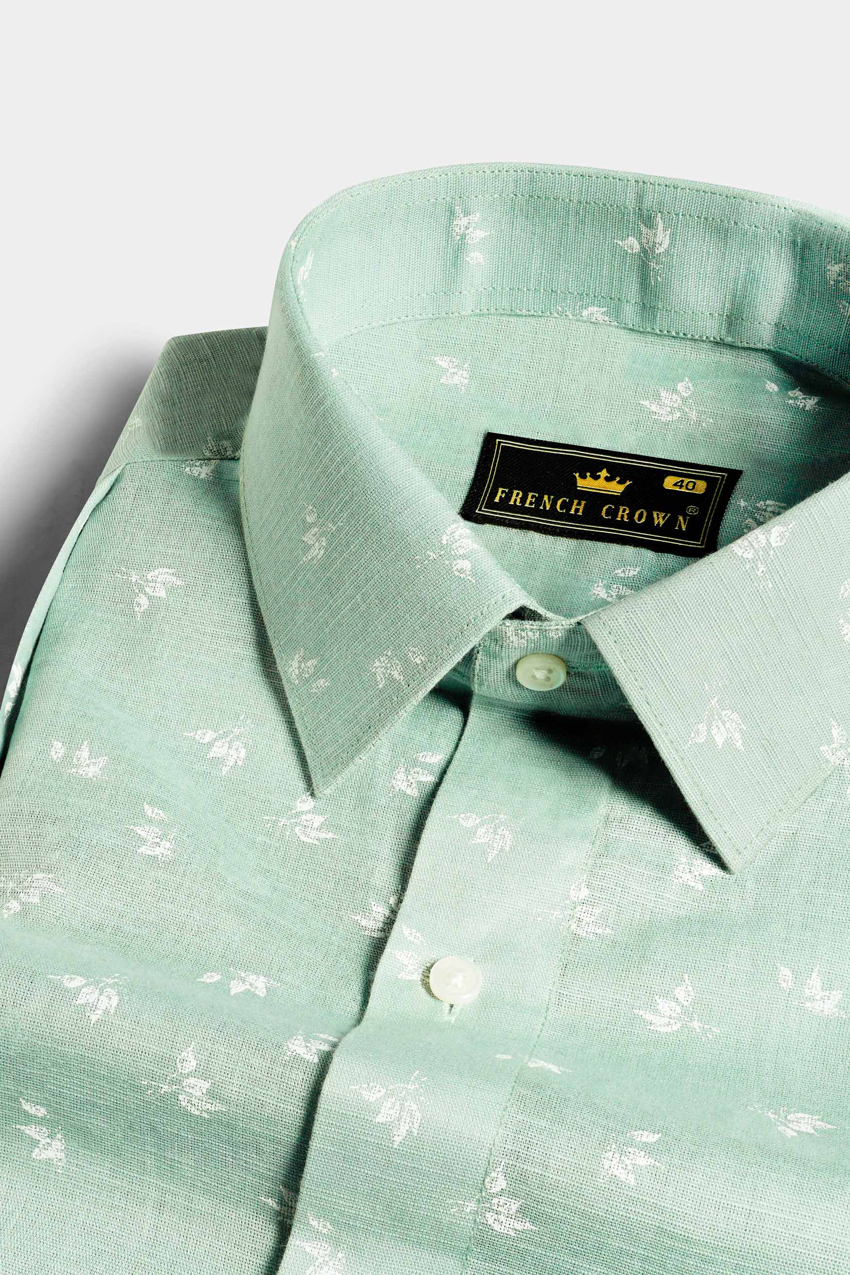 Pastel Green Ditsy Printed Luxurious Linen Designer Shirt 11454-P397-38, 11454-P397-H-38, 11454-P397-39, 11454-P397-H-39, 11454-P397-40, 11454-P397-H-40, 11454-P397-42, 11454-P397-H-42, 11454-P397-44, 11454-P397-H-44, 11454-P397-46, 11454-P397-H-46, 11454-P397-48, 11454-P397-H-48, 11454-P397-50, 11454-P397-H-50, 11454-P397-52, 11454-P397-H-52