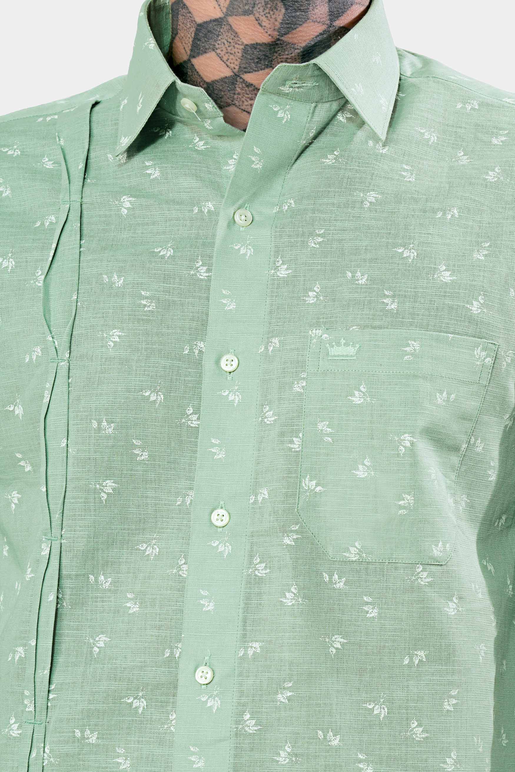 Pastel Green Ditsy Printed Luxurious Linen Designer Shirt 11454-P397-38, 11454-P397-H-38, 11454-P397-39, 11454-P397-H-39, 11454-P397-40, 11454-P397-H-40, 11454-P397-42, 11454-P397-H-42, 11454-P397-44, 11454-P397-H-44, 11454-P397-46, 11454-P397-H-46, 11454-P397-48, 11454-P397-H-48, 11454-P397-50, 11454-P397-H-50, 11454-P397-52, 11454-P397-H-52