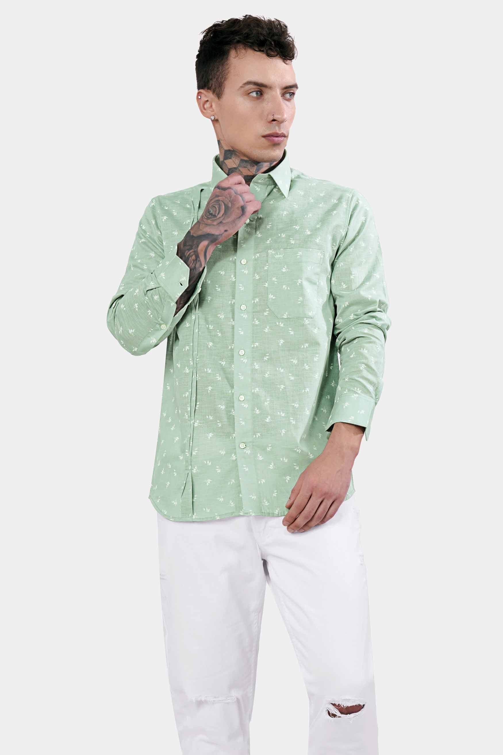 Pastel Green Ditsy Printed Luxurious Linen Designer Shirt 11454-P397-38, 11454-P397-H-38, 11454-P397-39, 11454-P397-H-39, 11454-P397-40, 11454-P397-H-40, 11454-P397-42, 11454-P397-H-42, 11454-P397-44, 11454-P397-H-44, 11454-P397-46, 11454-P397-H-46, 11454-P397-48, 11454-P397-H-48, 11454-P397-50, 11454-P397-H-50, 11454-P397-52, 11454-P397-H-52