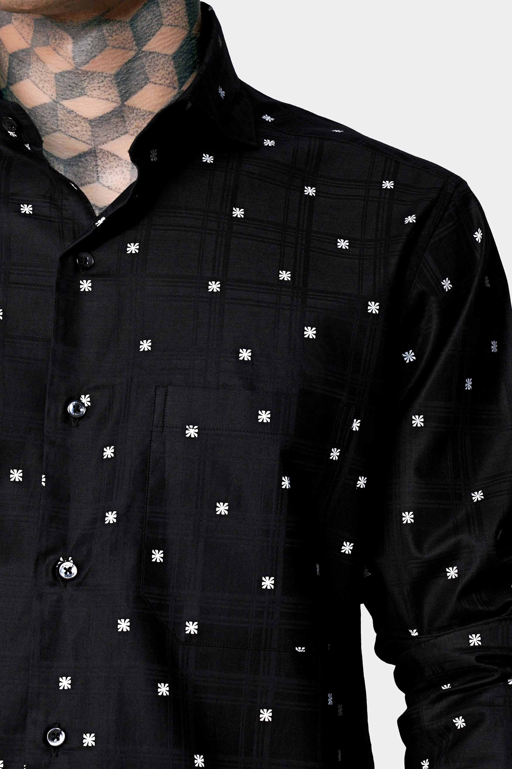 Jade Black and White Subtle Checkered Dobby Textured Premium Giza Cotton Shirt 11457-CA-BLK-38, 11457-CA-BLK-H-38, 11457-CA-BLK-39, 11457-CA-BLK-H-39, 11457-CA-BLK-40, 11457-CA-BLK-H-40, 11457-CA-BLK-42, 11457-CA-BLK-H-42, 11457-CA-BLK-44, 11457-CA-BLK-H-44, 11457-CA-BLK-46, 11457-CA-BLK-H-46, 11457-CA-BLK-48, 11457-CA-BLK-H-48, 11457-CA-BLK-50, 11457-CA-BLK-H-50, 11457-CA-BLK-52, 11457-CA-BLK-H-52