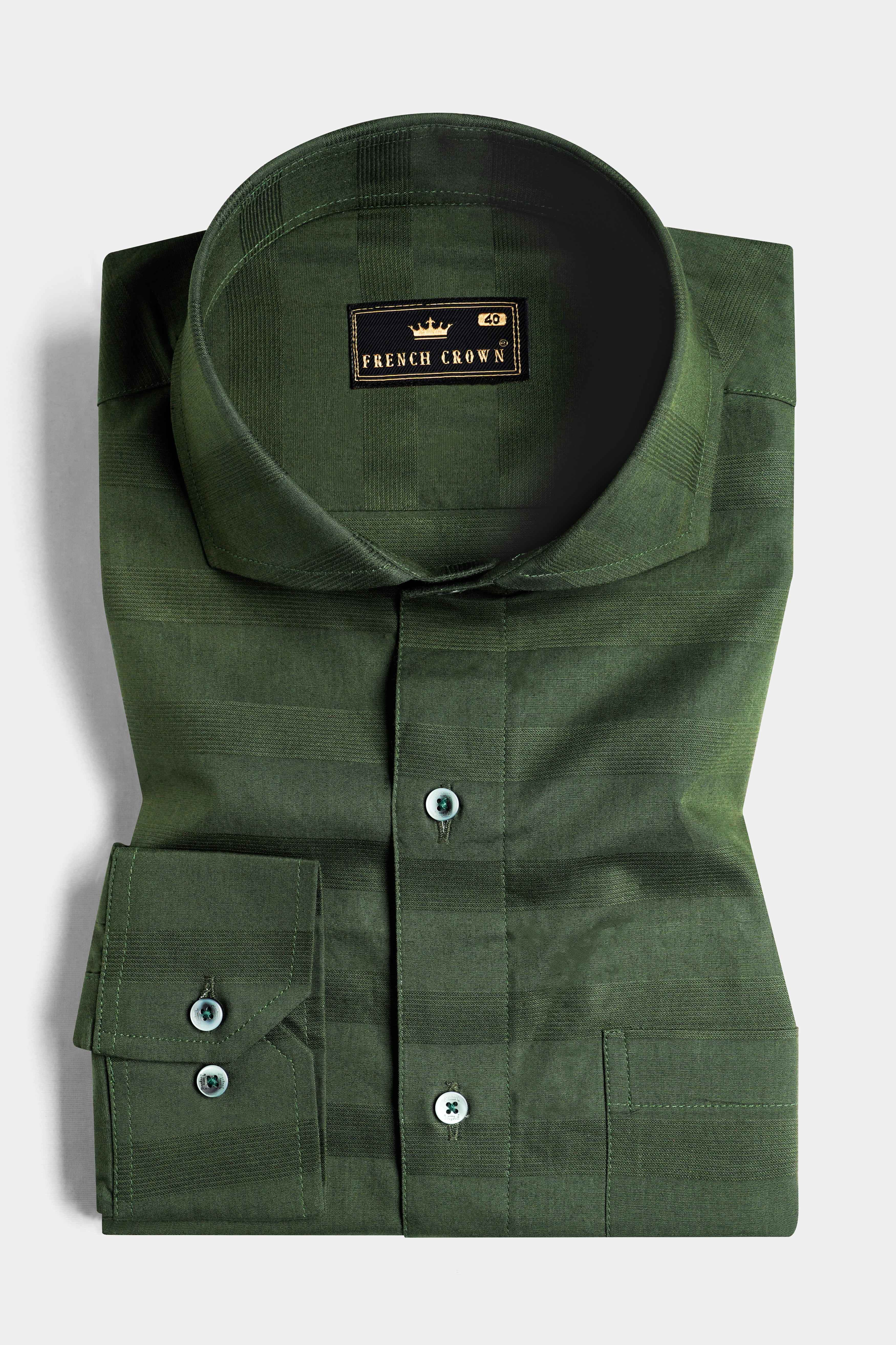 Finch Green Dobby Textured Premium Giza Cotton Shirt