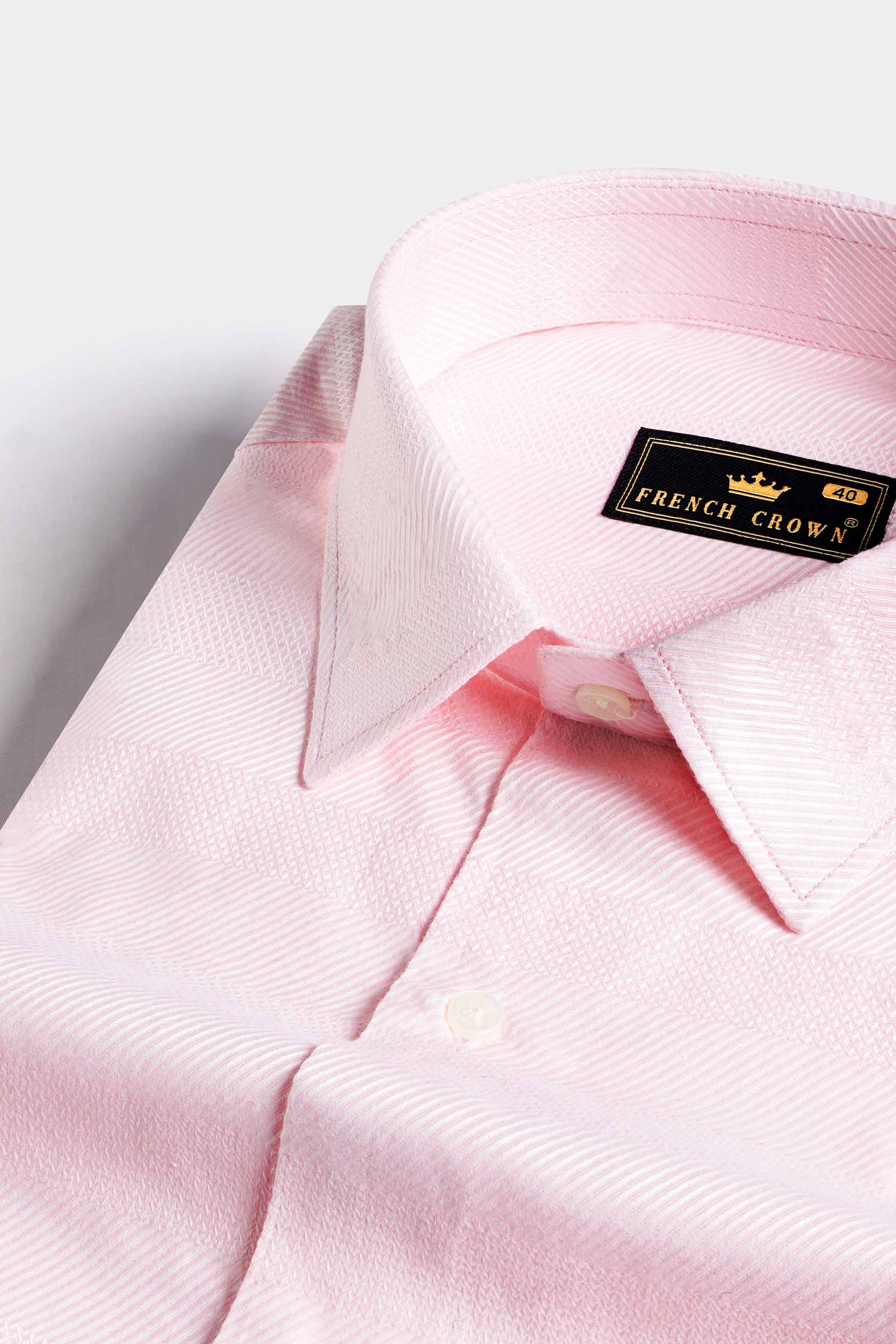 Cavern Peach Dobby Textured Premium Giza Cotton Shirt