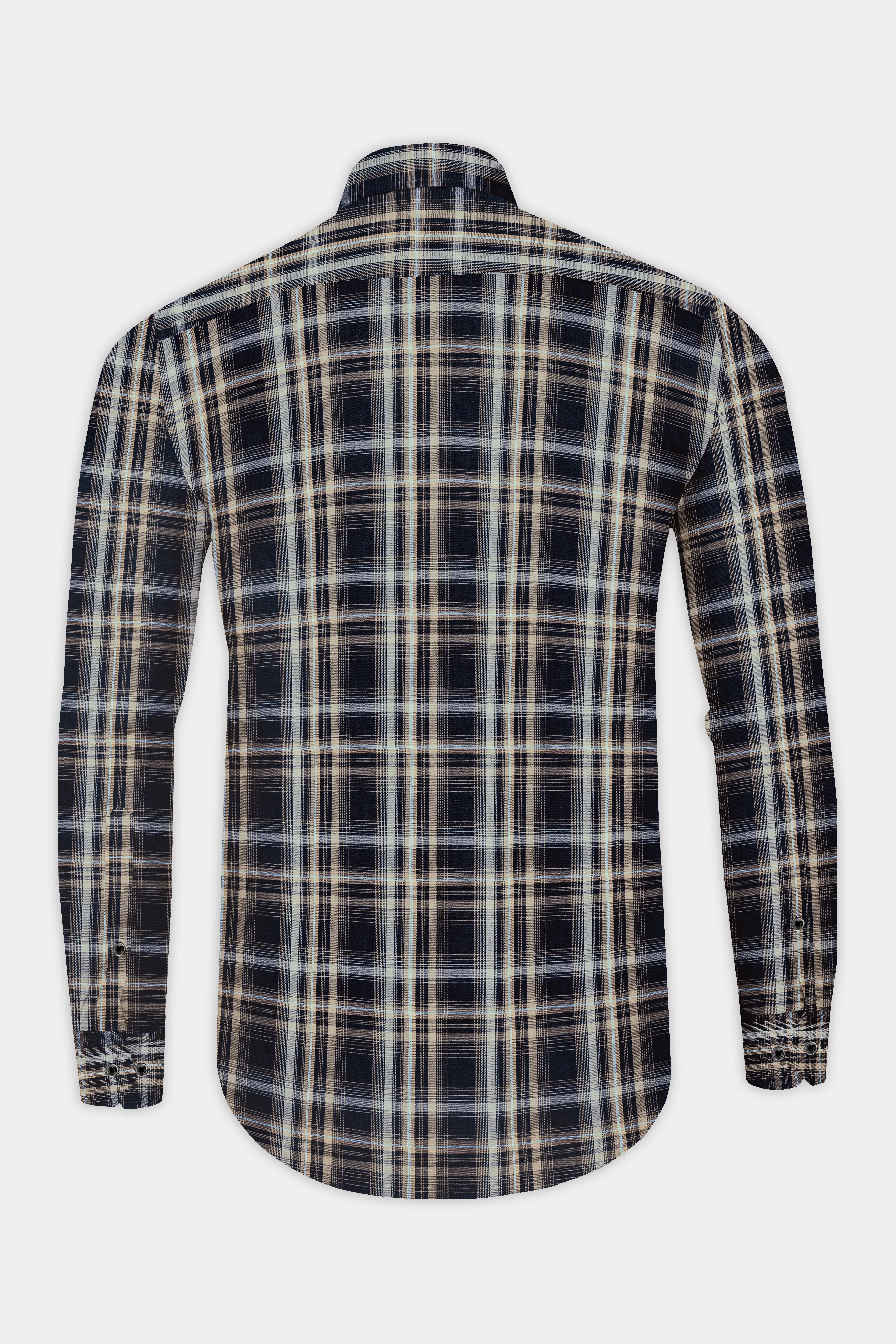 Jade Black and Flint Brown Twill Plaid Premium Cotton Shirt