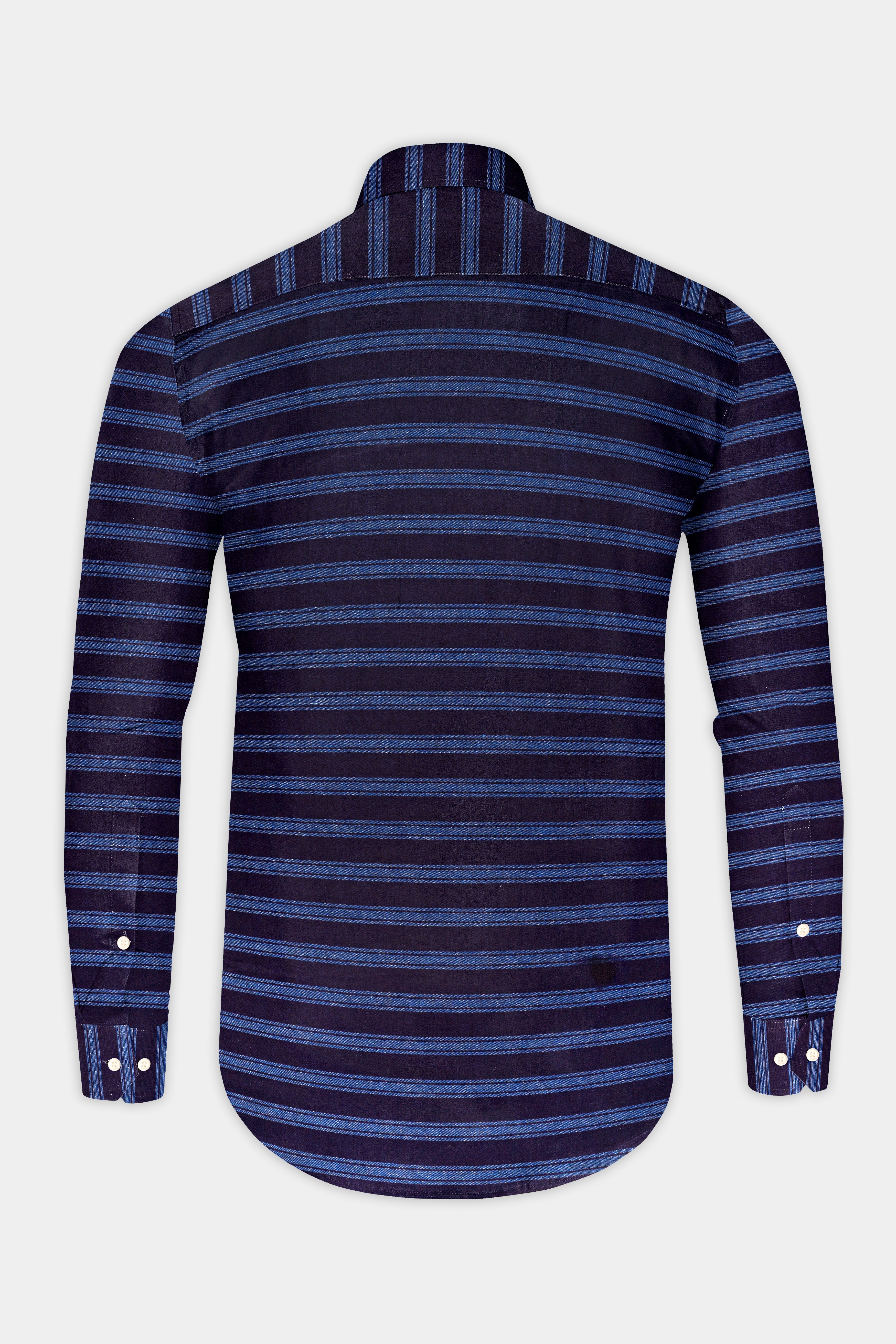 Indigo Blue and Lapis Blue Striped Chambray Shirt