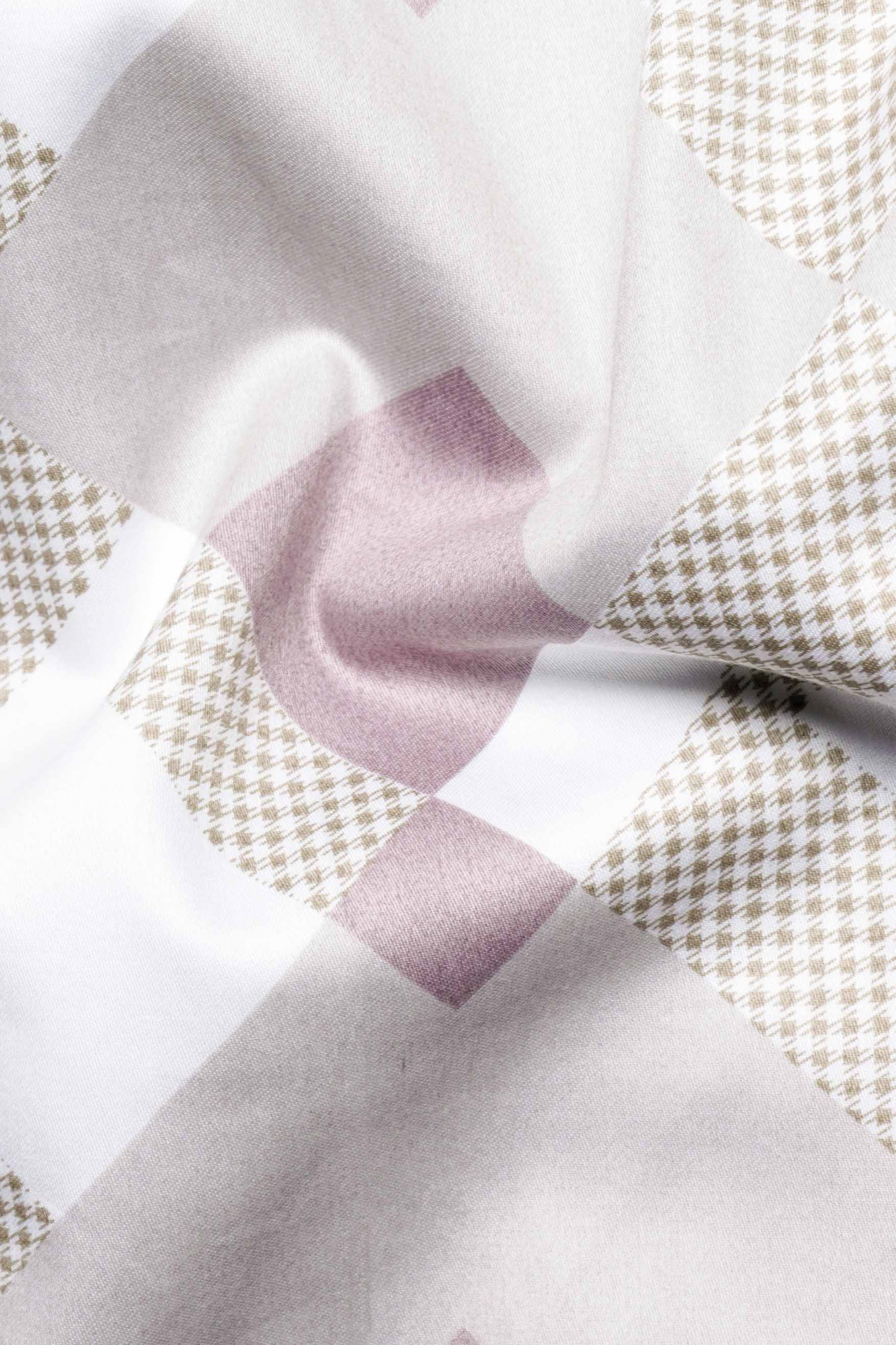 Ghost Gray and Blossom Pink Printed with White Cuffs and Collar Subtle Sheen Super Soft Premium Cotton Shirt