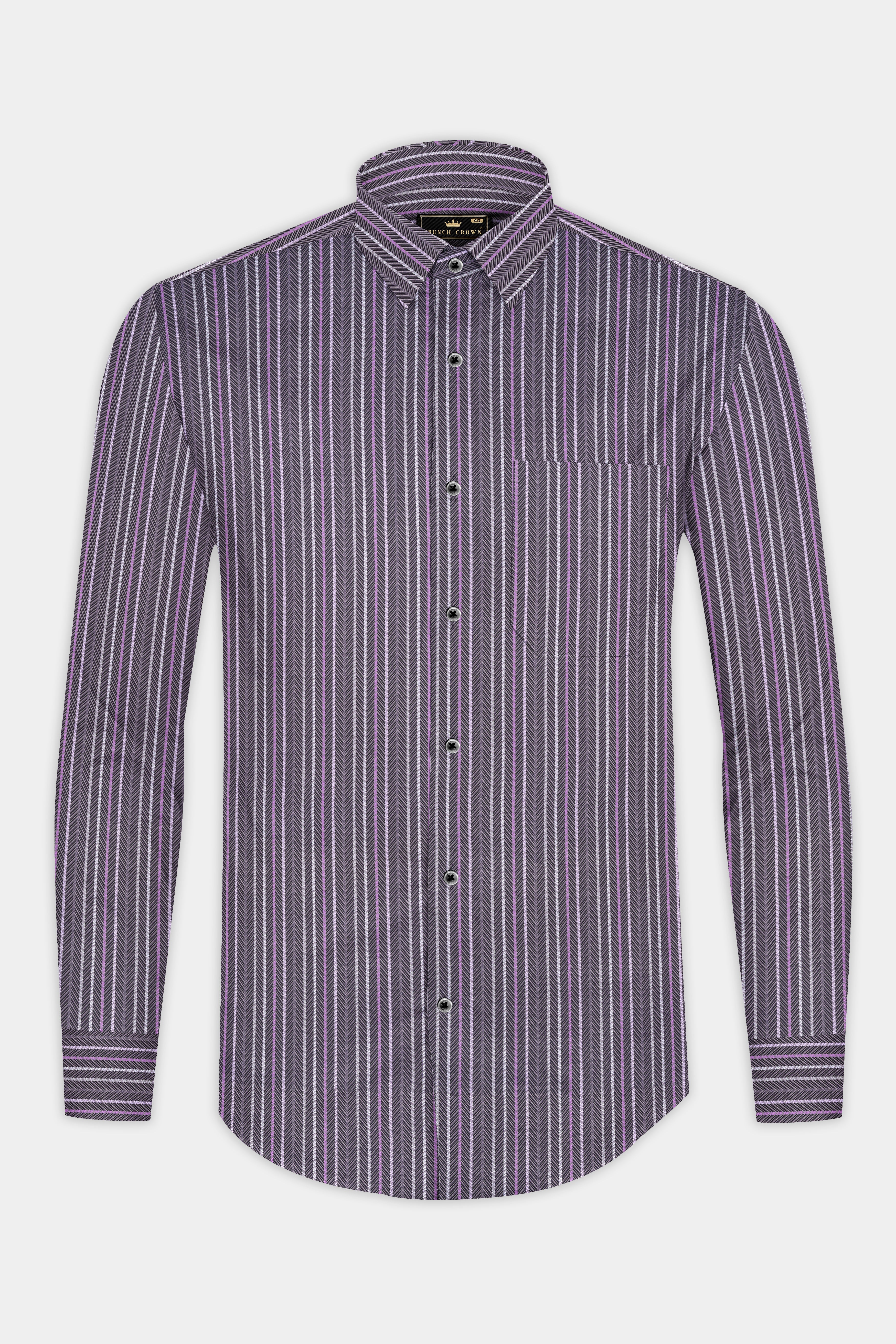 Scarpa Flow Purple Multicolour Striped Dobby Textured Premium Giza Cotton Shirt