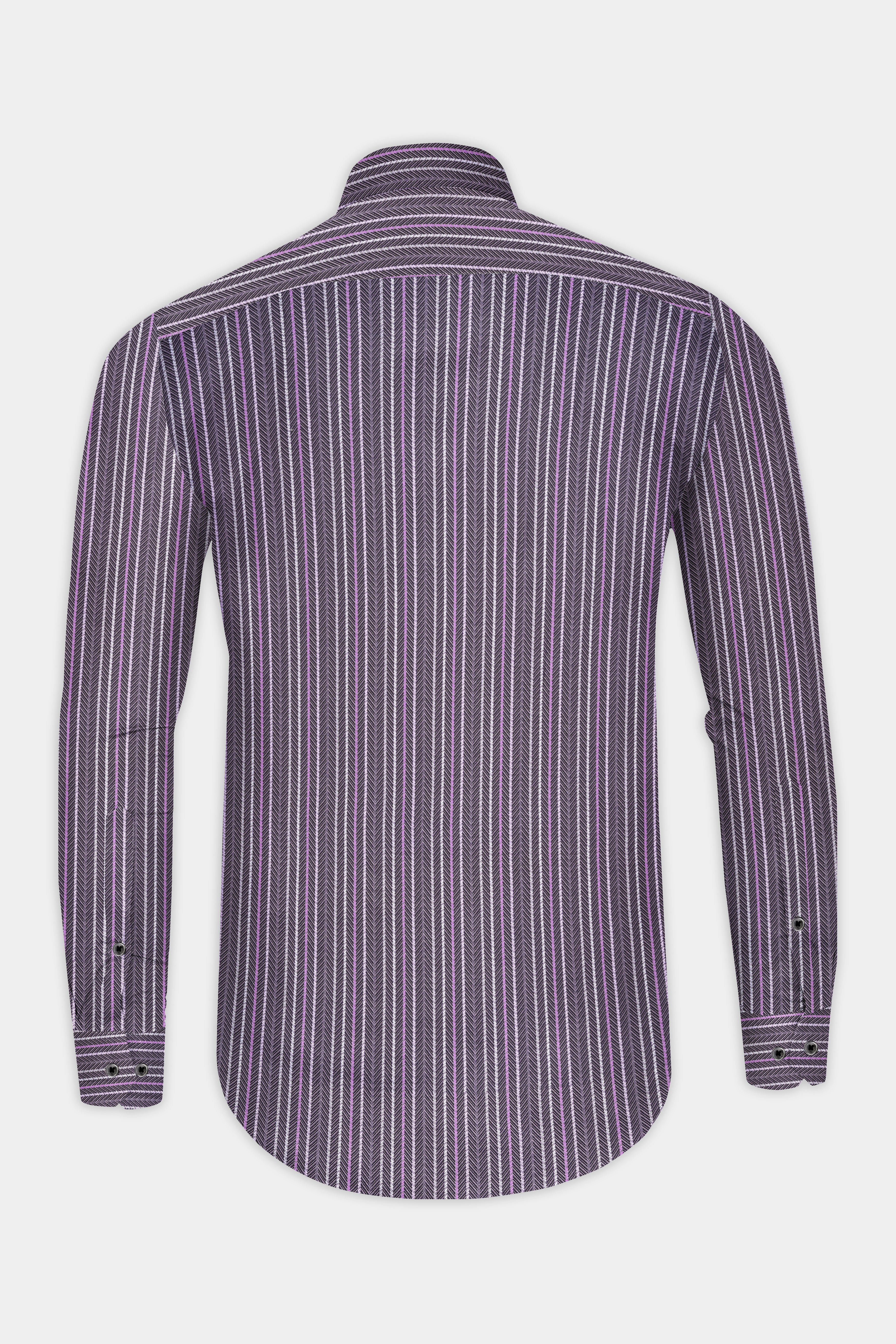 Scarpa Flow Purple Multicolour Striped Dobby Textured Premium Giza Cotton Shirt