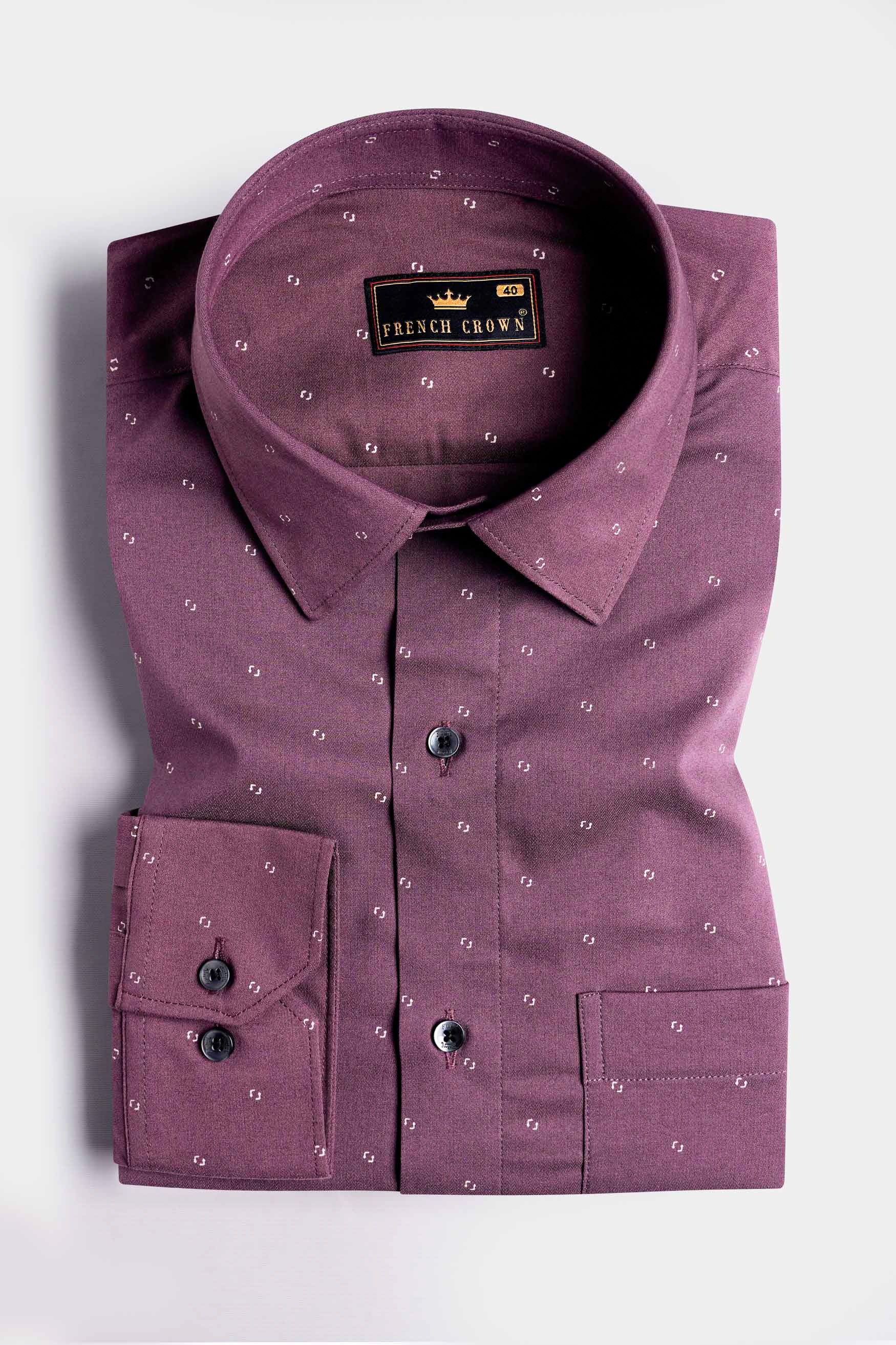 Byzantium Purple Printed Stretchable Herringbone Shirt