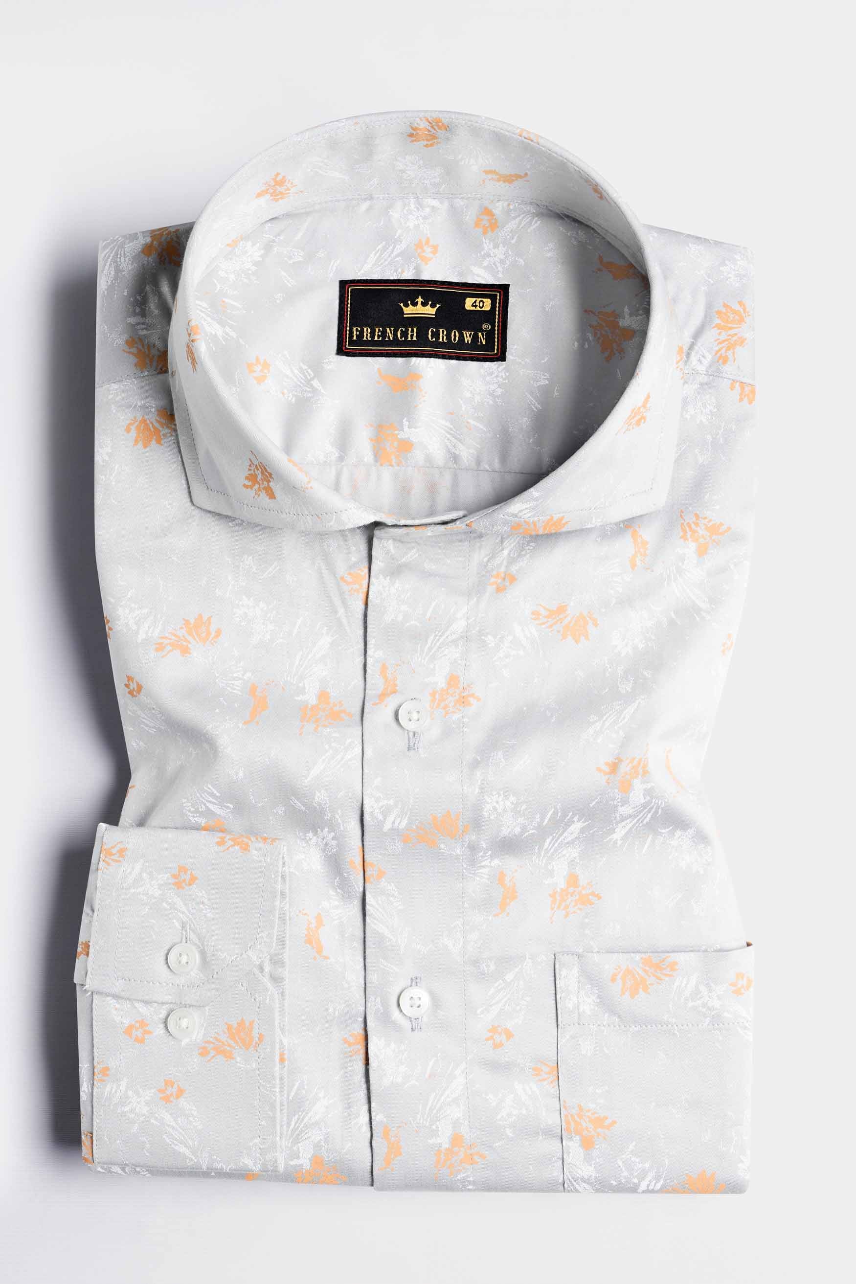 Gainsboro Gray Printed Subtle Sheen Super Soft Premium Cotton Shirt