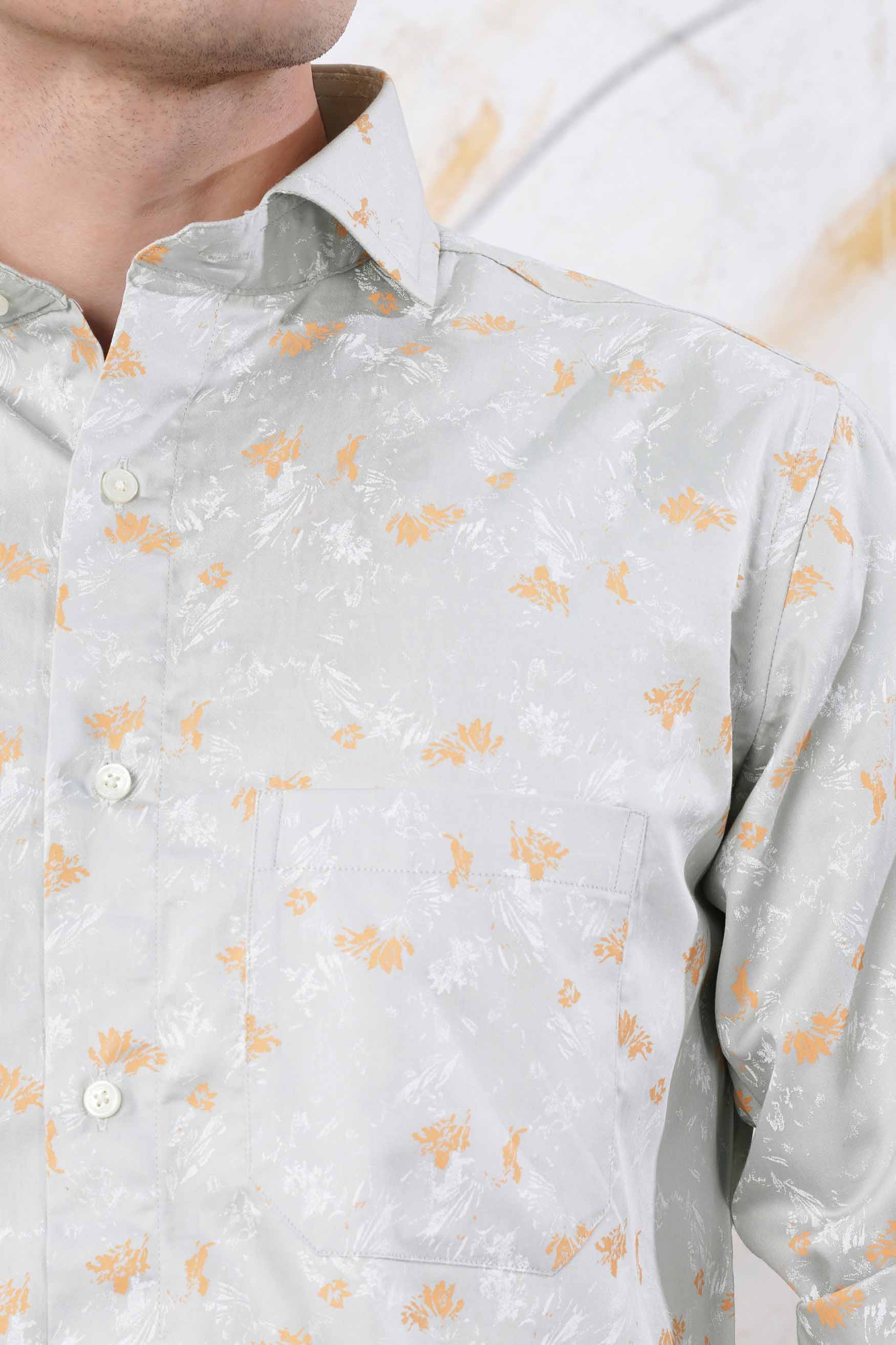 Gainsboro Gray Printed Subtle Sheen Super Soft Premium Cotton Shirt