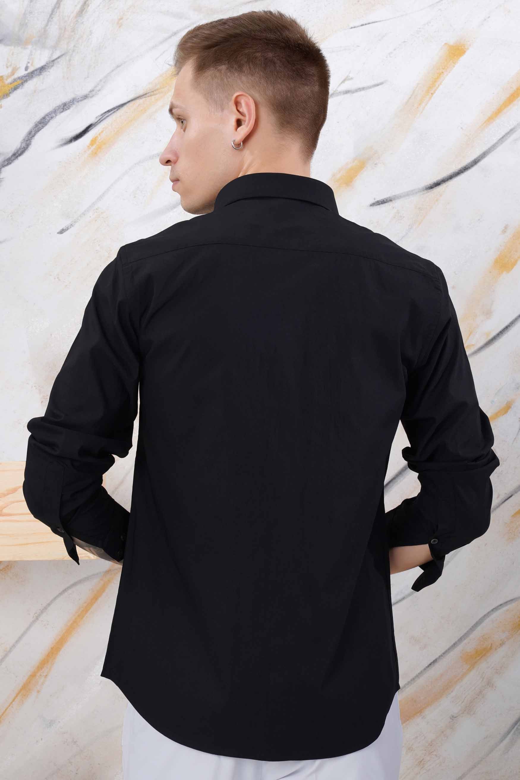 Jade Black Tiger Face Stone Work Twill Premium Cotton Stretchable Designer Shirt