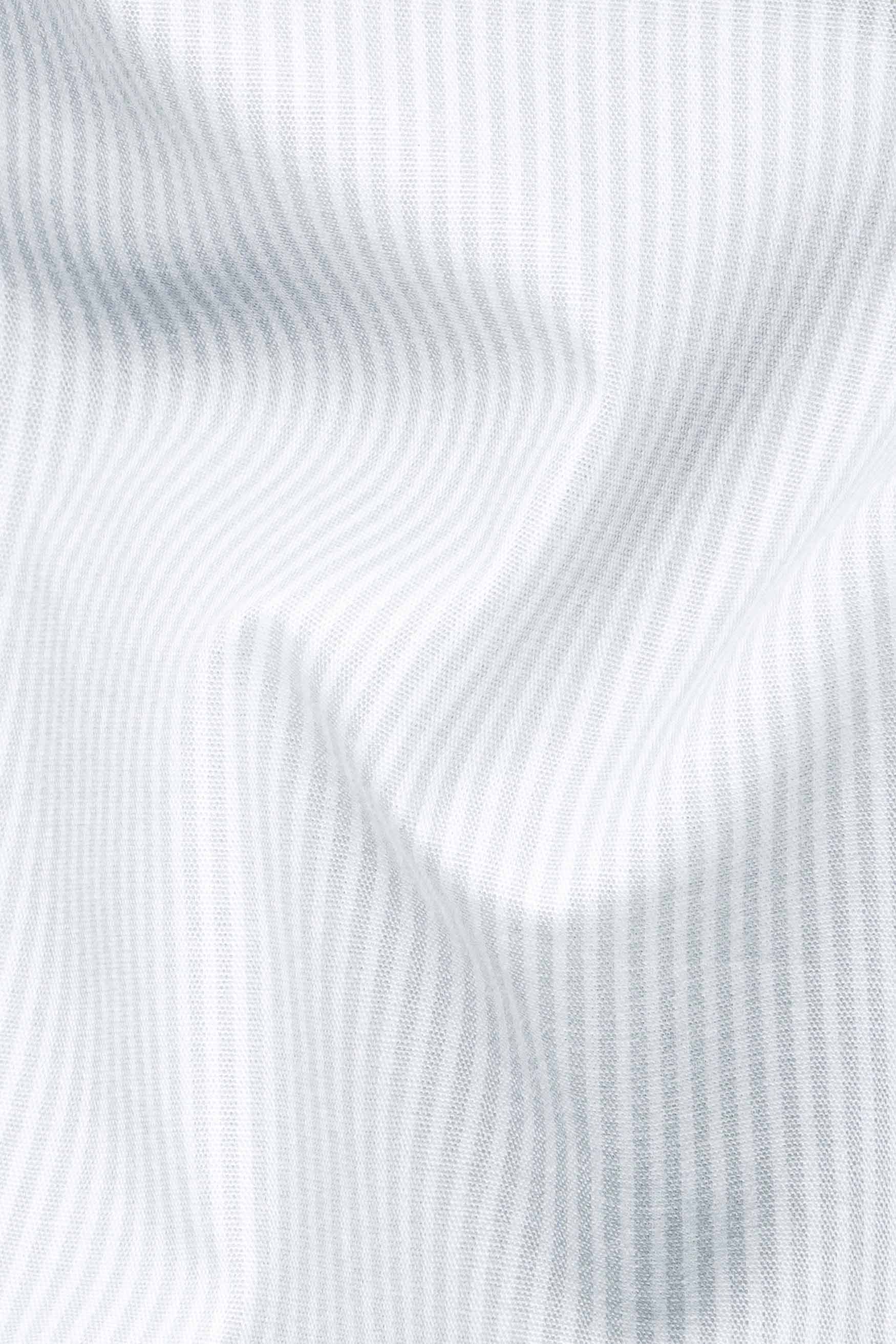 Gainsboro Gray and White Pinstriped Premium Cotton Shirt