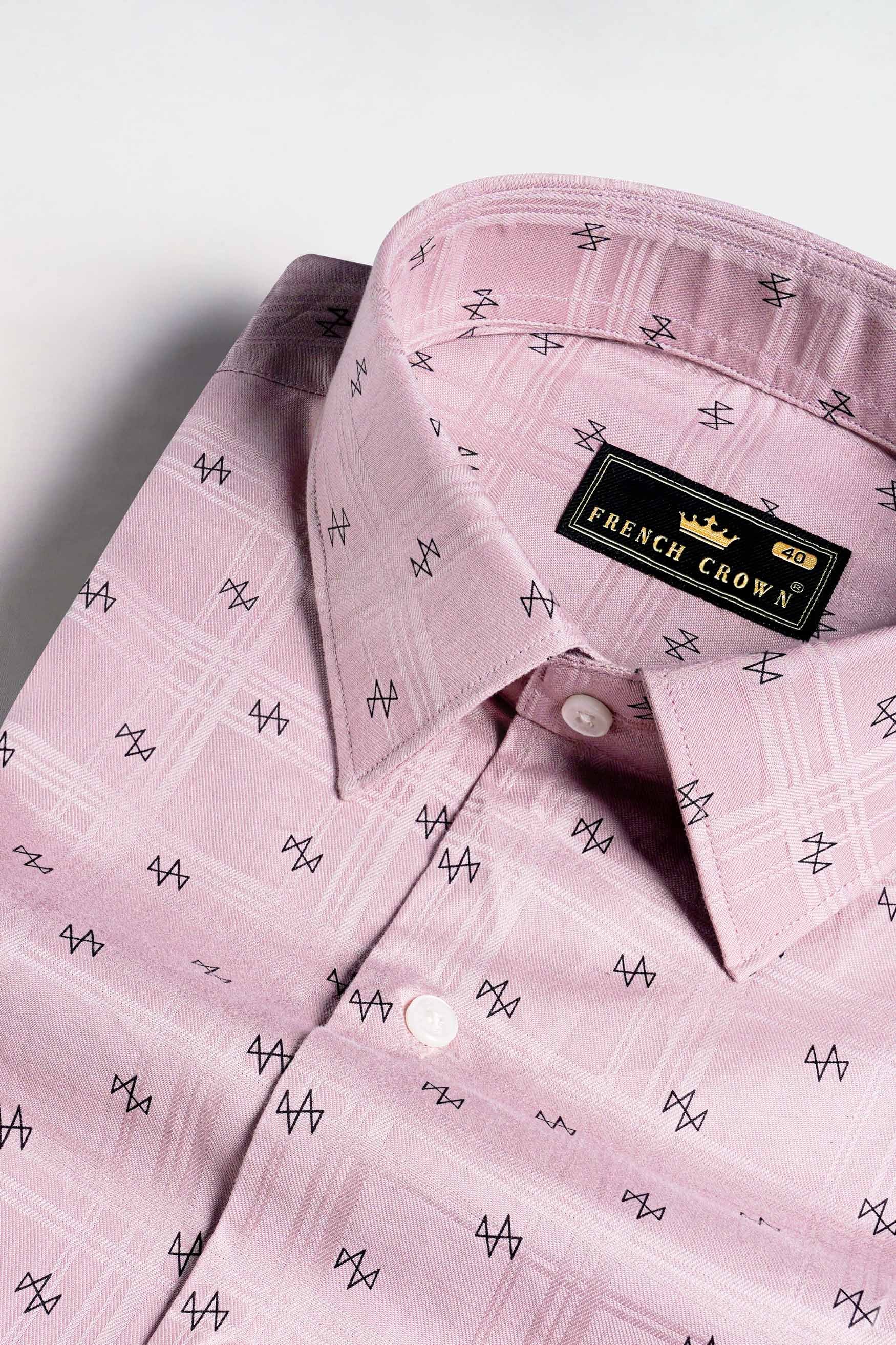 Careys Pink and Black Dobby Textured Premium Giza Cotton Shirt