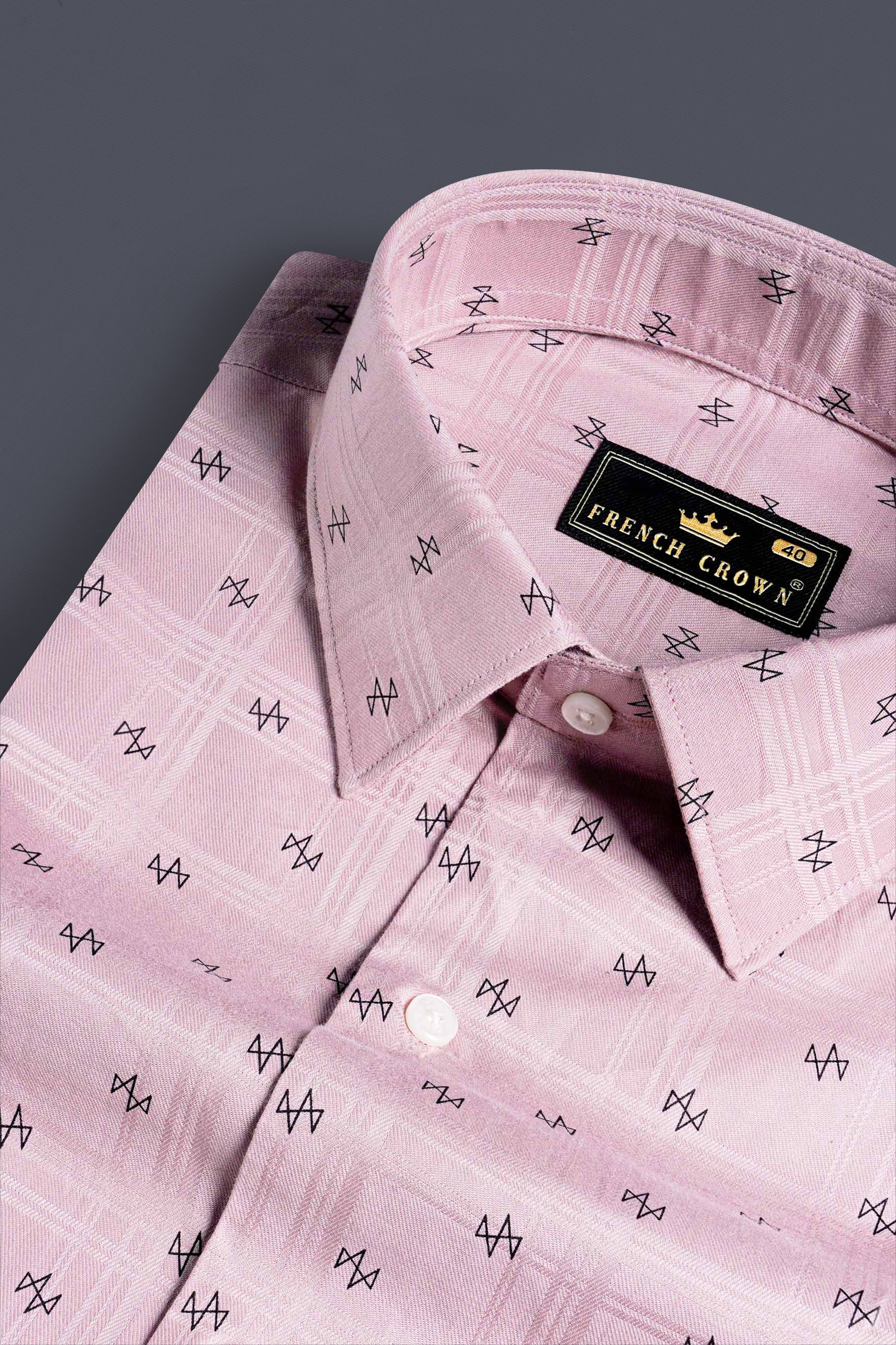 Careys Pink and Black Dobby Textured Premium Giza Cotton Shirt