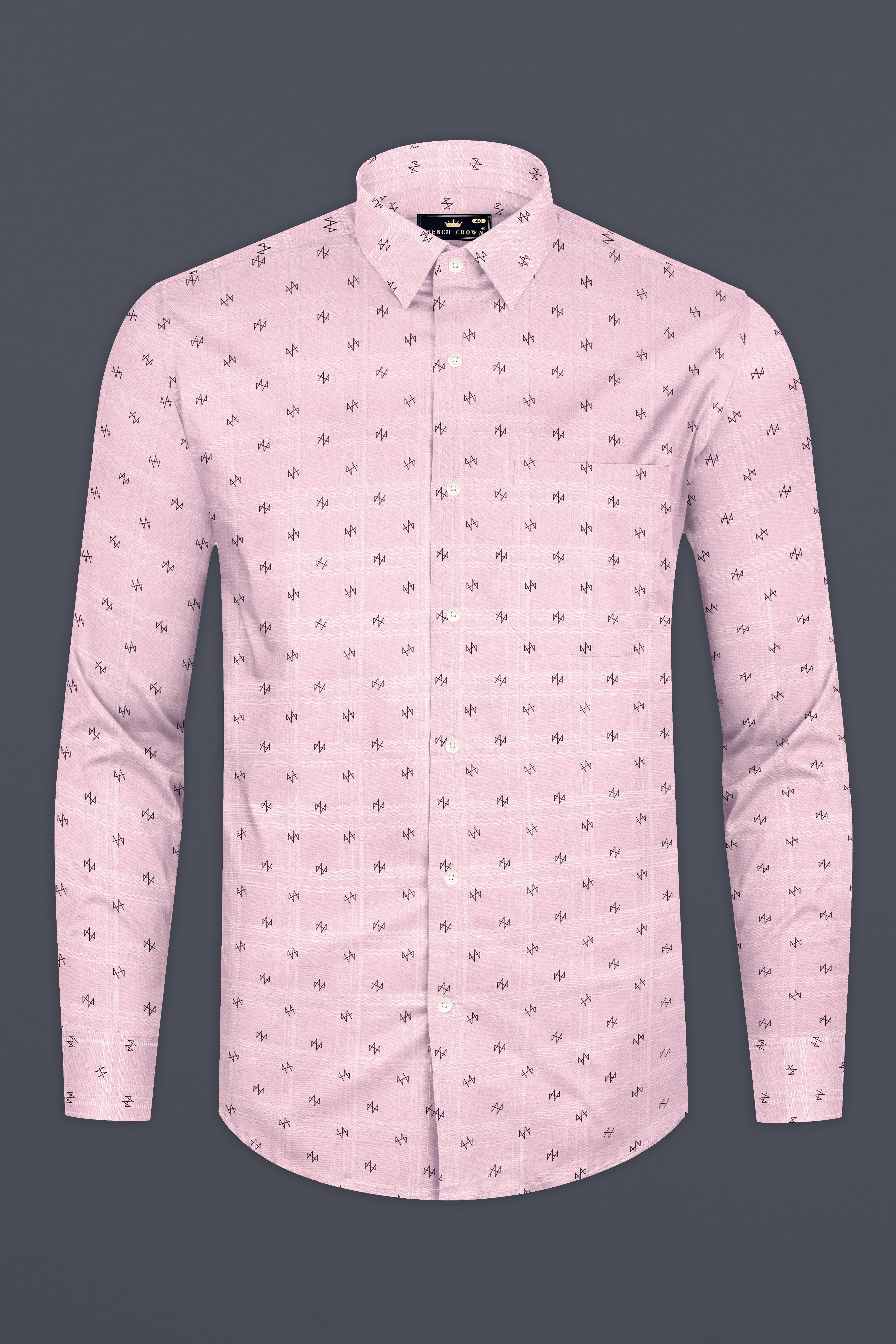 Careys Pink and Black Dobby Textured Premium Giza Cotton Shirt