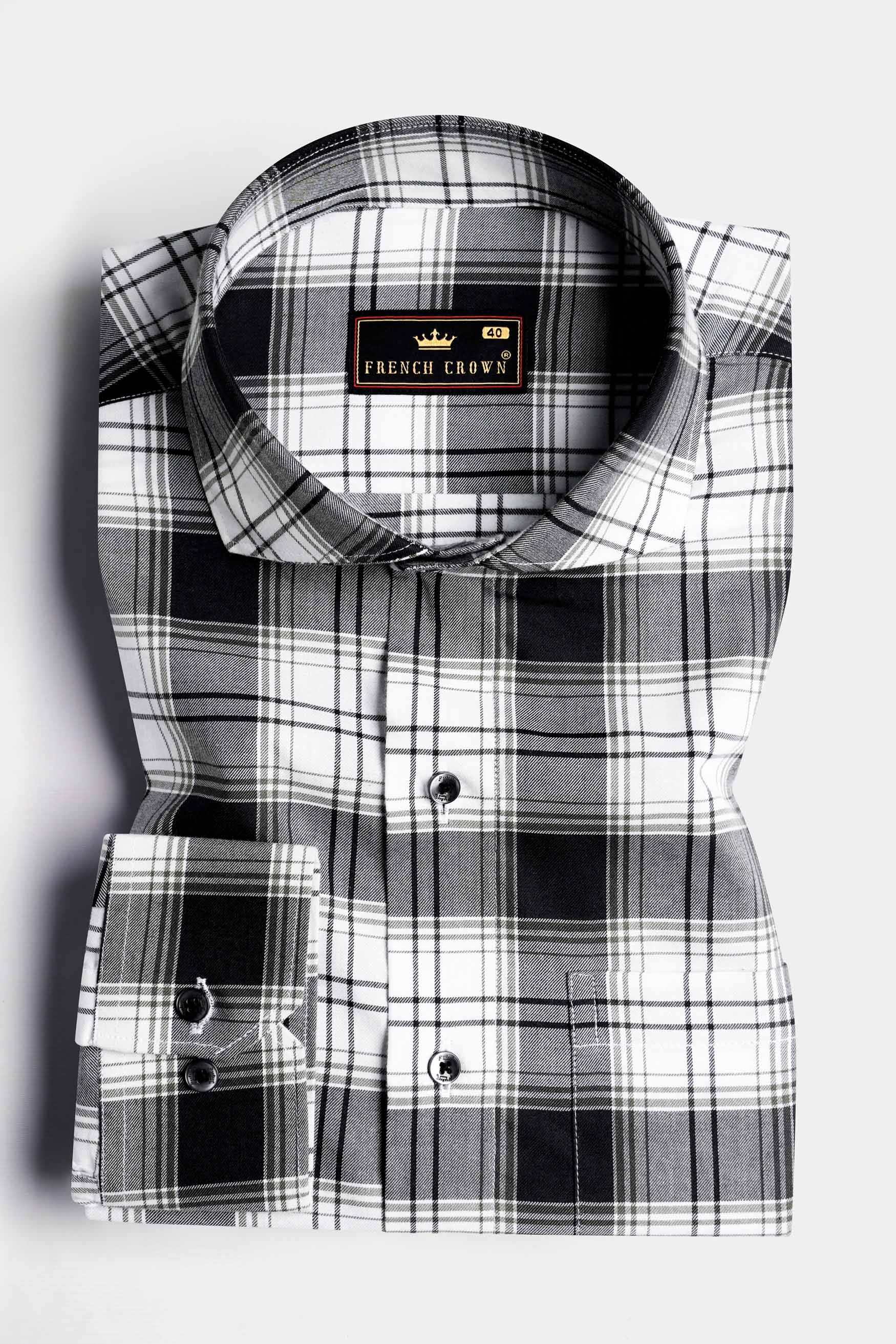 Jade Black and Oslo Gray Twill Plaid Premium Cotton Shirt