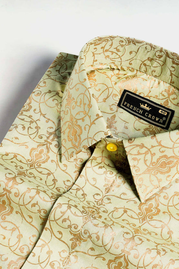 Careys Green and Copper Rust Gold Foil Printed Designer Shirt