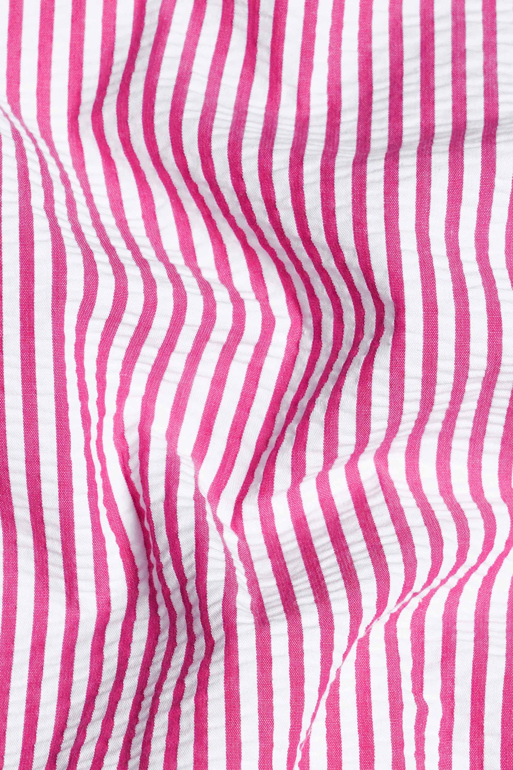 Thulian Pink and White Striped Seersucker Giza Cotton Shirt 11599-CA-38, 11599-CA-H-38, 11599-CA-39, 11599-CA-H-39, 11599-CA-40, 11599-CA-H-40, 11599-CA-42, 11599-CA-H-42, 11599-CA-44, 11599-CA-H-44, 11599-CA-46, 11599-CA-H-46, 11599-CA-48, 11599-CA-H-48, 11599-CA-50, 11599-CA-H-50, 11599-CA-52, 11599-CA-H-52 