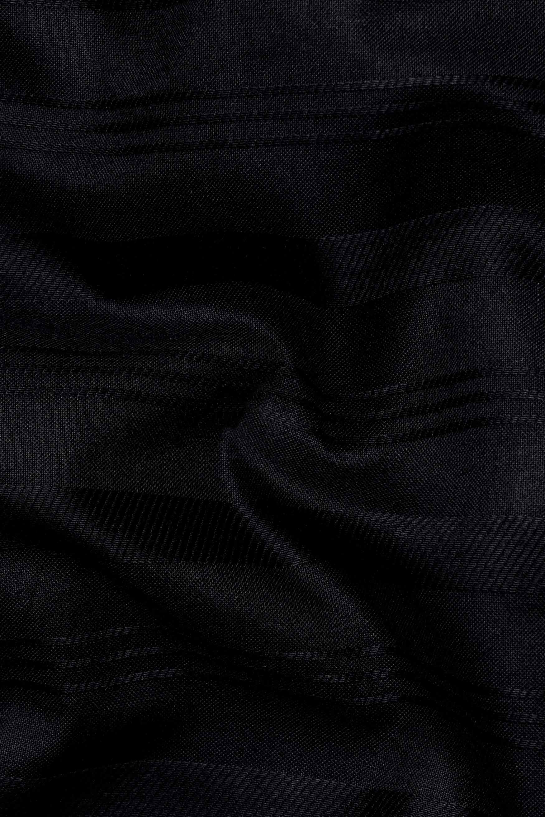 Jade Black Striped Dobby Textured Premium Giza Cotton Shirt