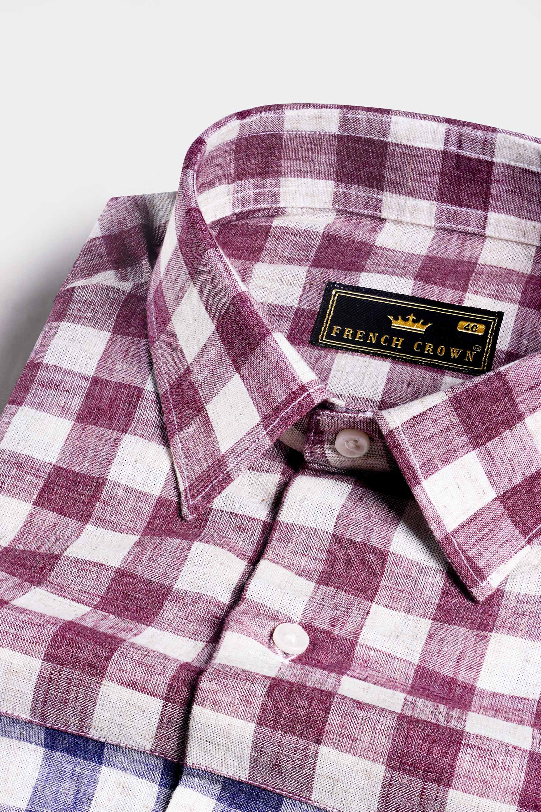Rhino Blue with Muave Pink and White Plaid Luxurious linen Designer Shirt 11617-P575-38, 11617-P575-H-38, 11617-P575-39, 11617-P575-H-39, 11617-P575-40, 11617-P575-H-40, 11617-P575-42, 11617-P575-H-42, 11617-P575-44, 11617-P575-H-44, 11617-P575-46, 11617-P575-H-46, 11617-P575-48, 11617-P575-H-48, 11617-P575-50, 11617-P575-H-50, 11617-P575-52, 11617-P575-H-52
