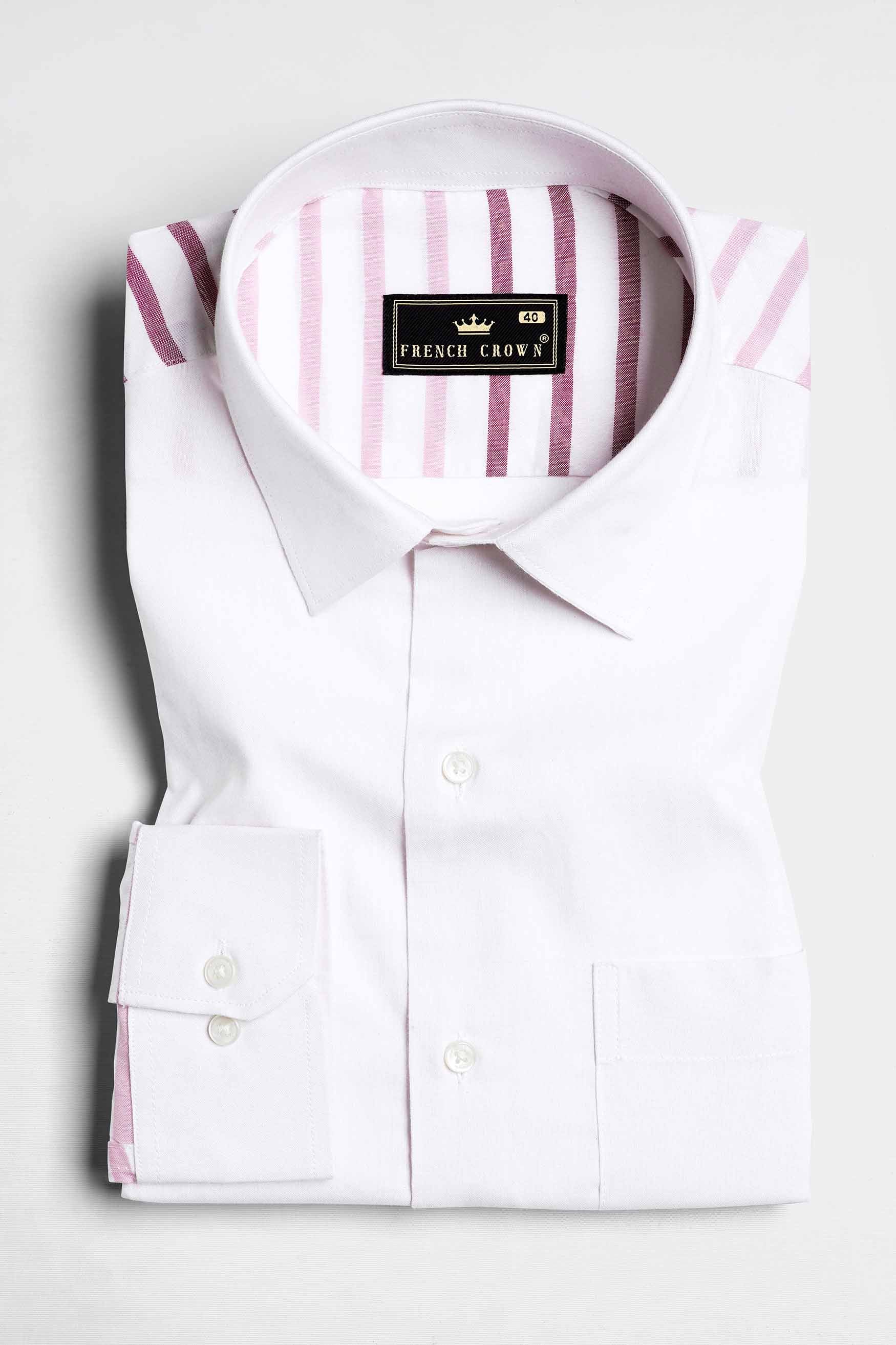 Bright White with Bashful Pink Striped Royal Oxford Shirt 11624-WCC-38, 11624-WCC-H-38, 11624-WCC-39, 11624-WCC-H-39, 11624-WCC-40, 11624-WCC-H-40, 11624-WCC-42, 11624-WCC-H-42, 11624-WCC-44, 11624-WCC-H-44, 11624-WCC-46, 11624-WCC-H-46, 11624-WCC-48, 11624-WCC-H-48, 11624-WCC-50, 11624-WCC-H-50, 11624-WCC-52, 11624-WCC-H-52