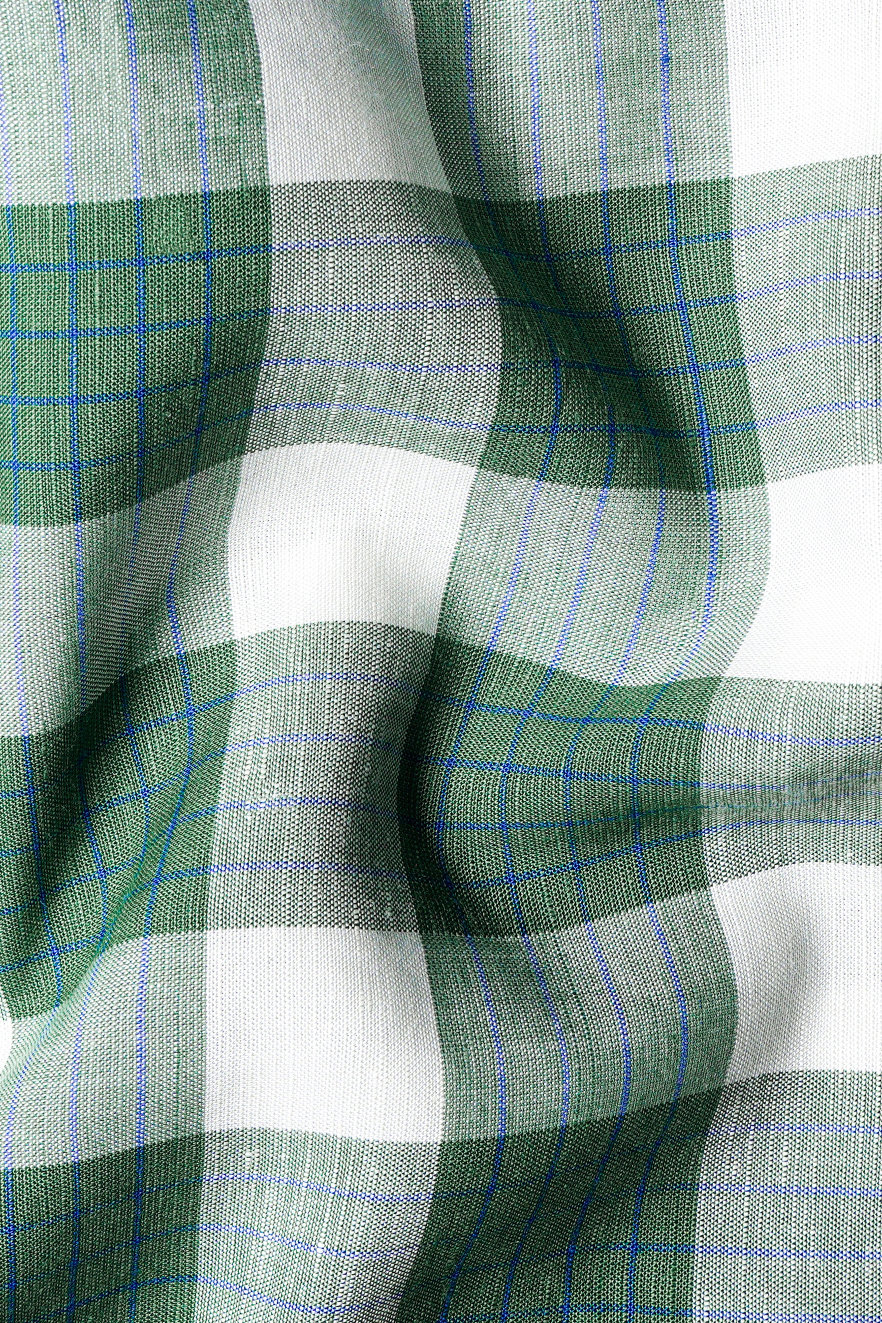 Pine Green and Pumice Gray Checkered Luxurious Linen Shirt
