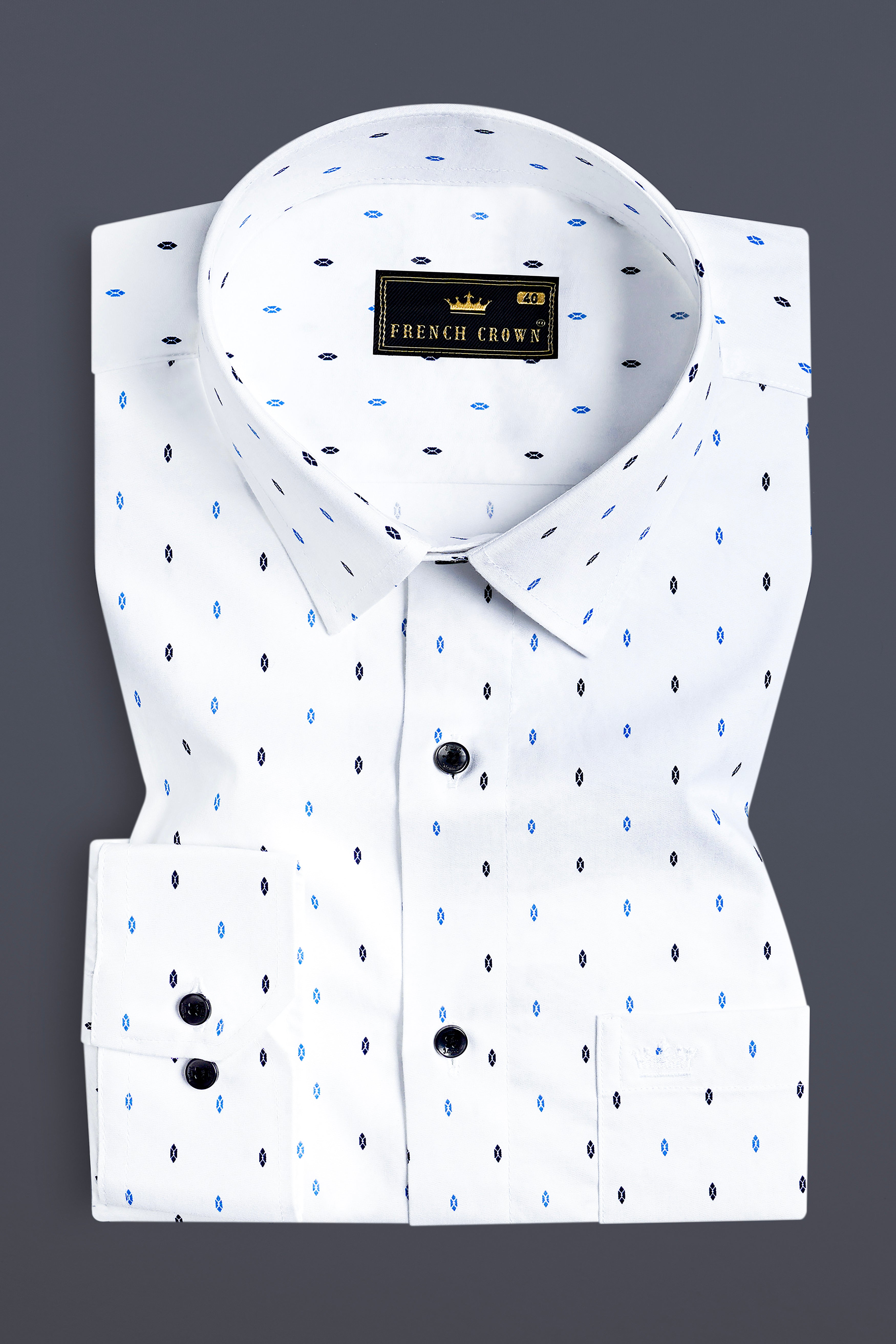 Bright White Printed Premium Cotton Shirt