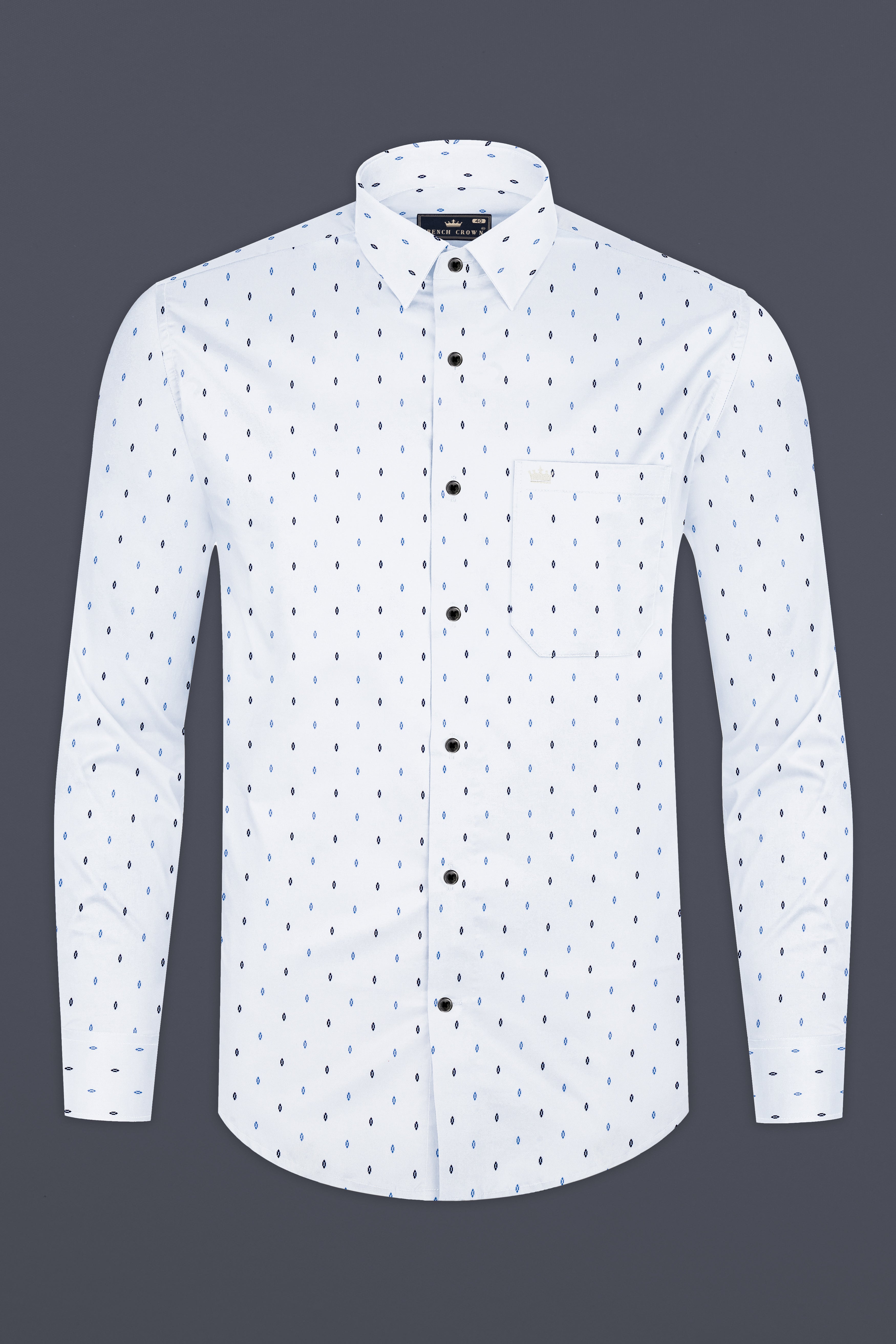 Bright White Printed Premium Cotton Shirt