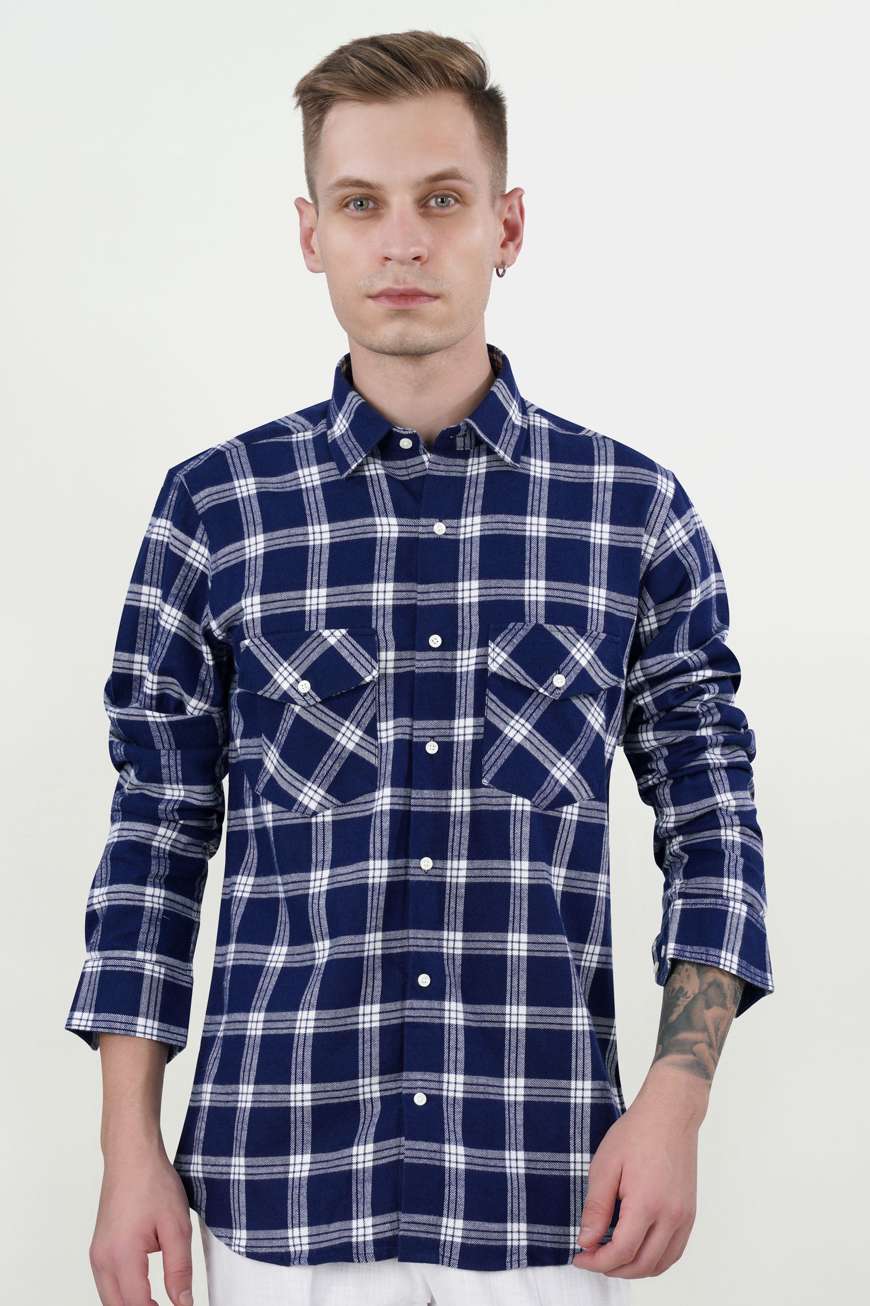 Stratos Blue and White Plaid Flannel Overshirt 11691-FP-38, 11691-FP-H-38, 11691-FP-39, 11691-FP-H-39, 11691-FP-40, 11691-FP-H-40, 11691-FP-42, 11691-FP-H-42, 11691-FP-44, 11691-FP-H-44, 11691-FP-46, 11691-FP-H-46, 11691-FP-48, 11691-FP-H-48, 11691-FP-50, 11691-FP-H-50, 11691-FP-52, 11691-FP-H-52