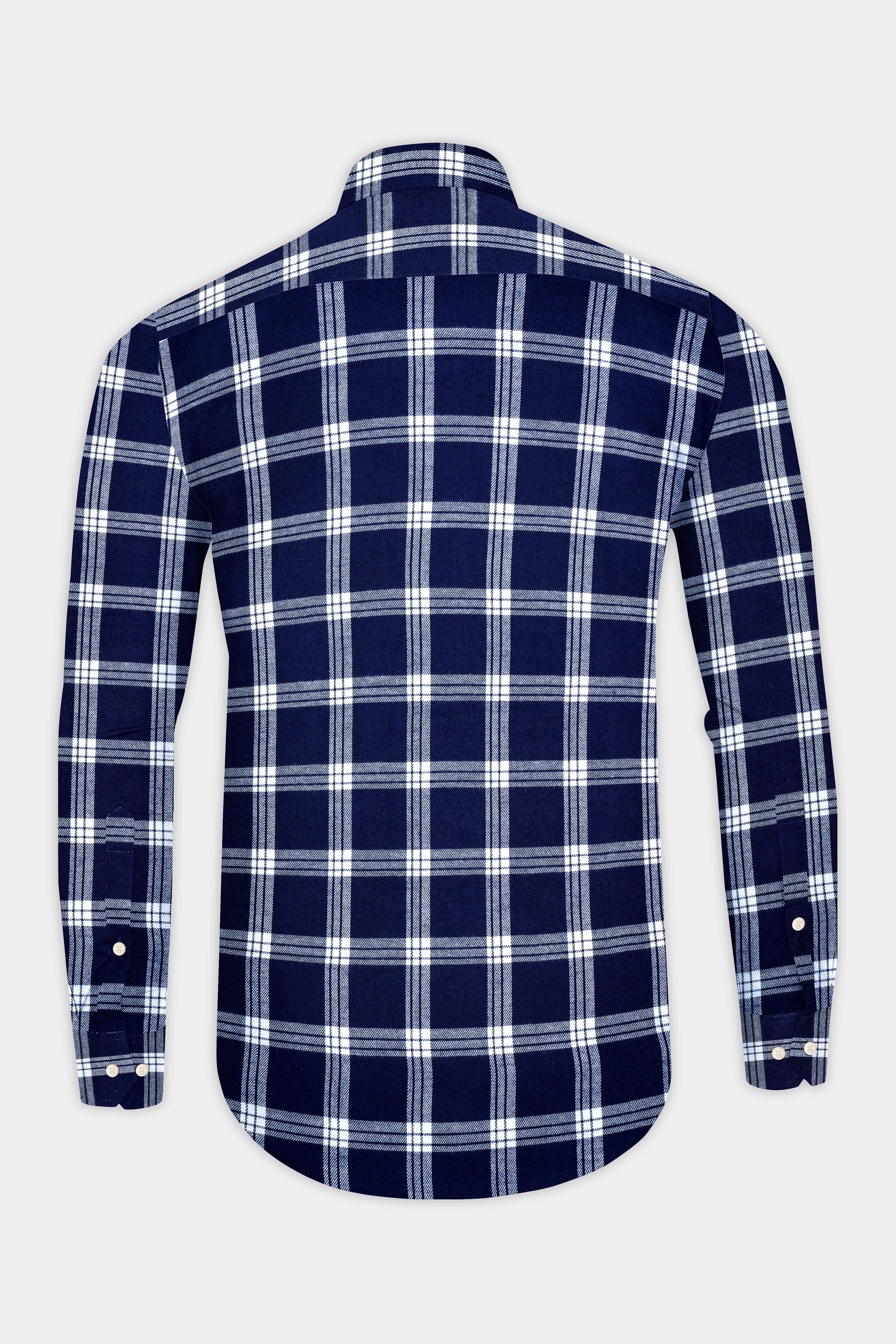 Stratos Blue and White Plaid Flannel Overshirt