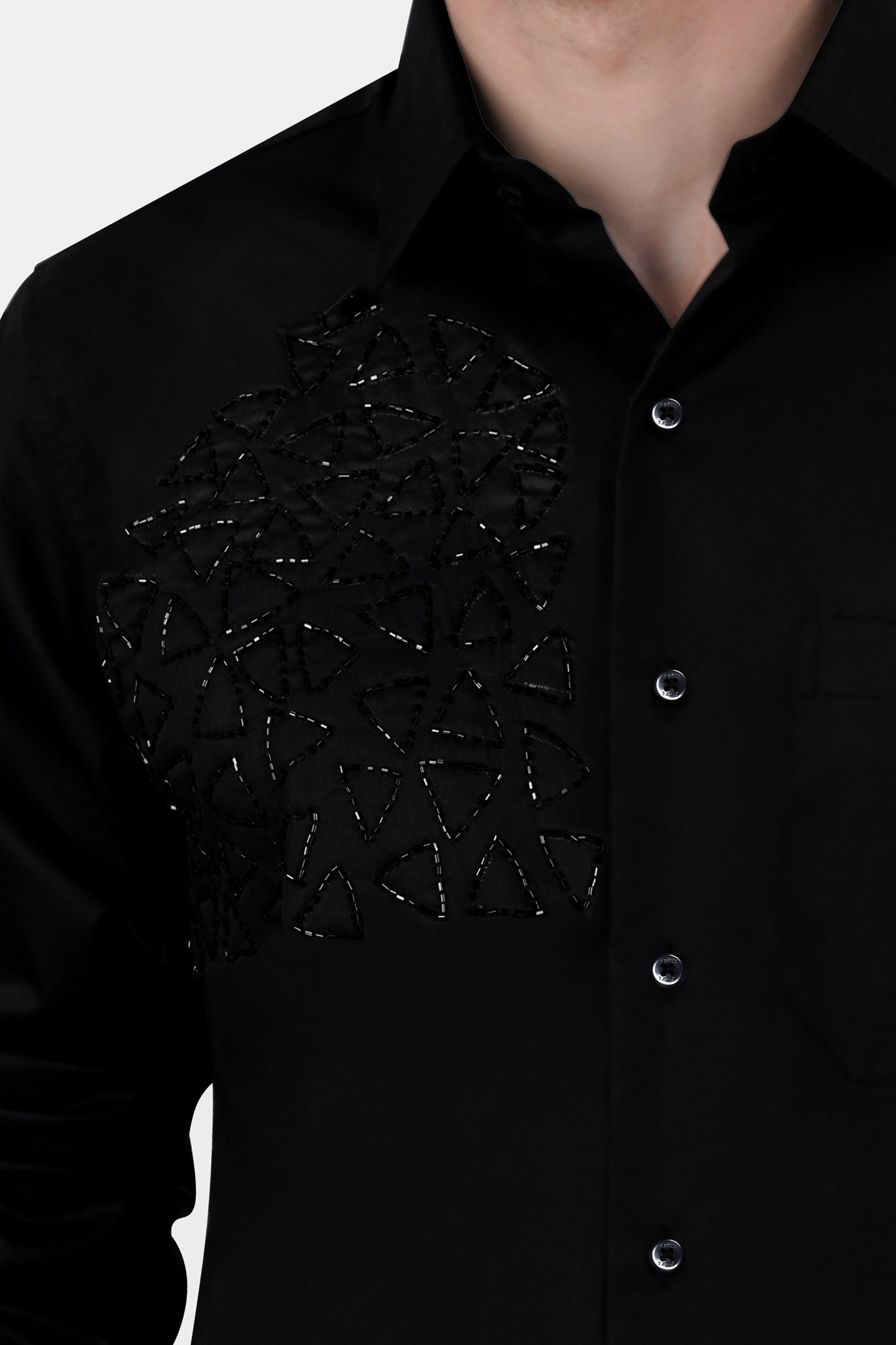 Jade Black Khatli Work Super Soft Premium Cotton Designer Shirt