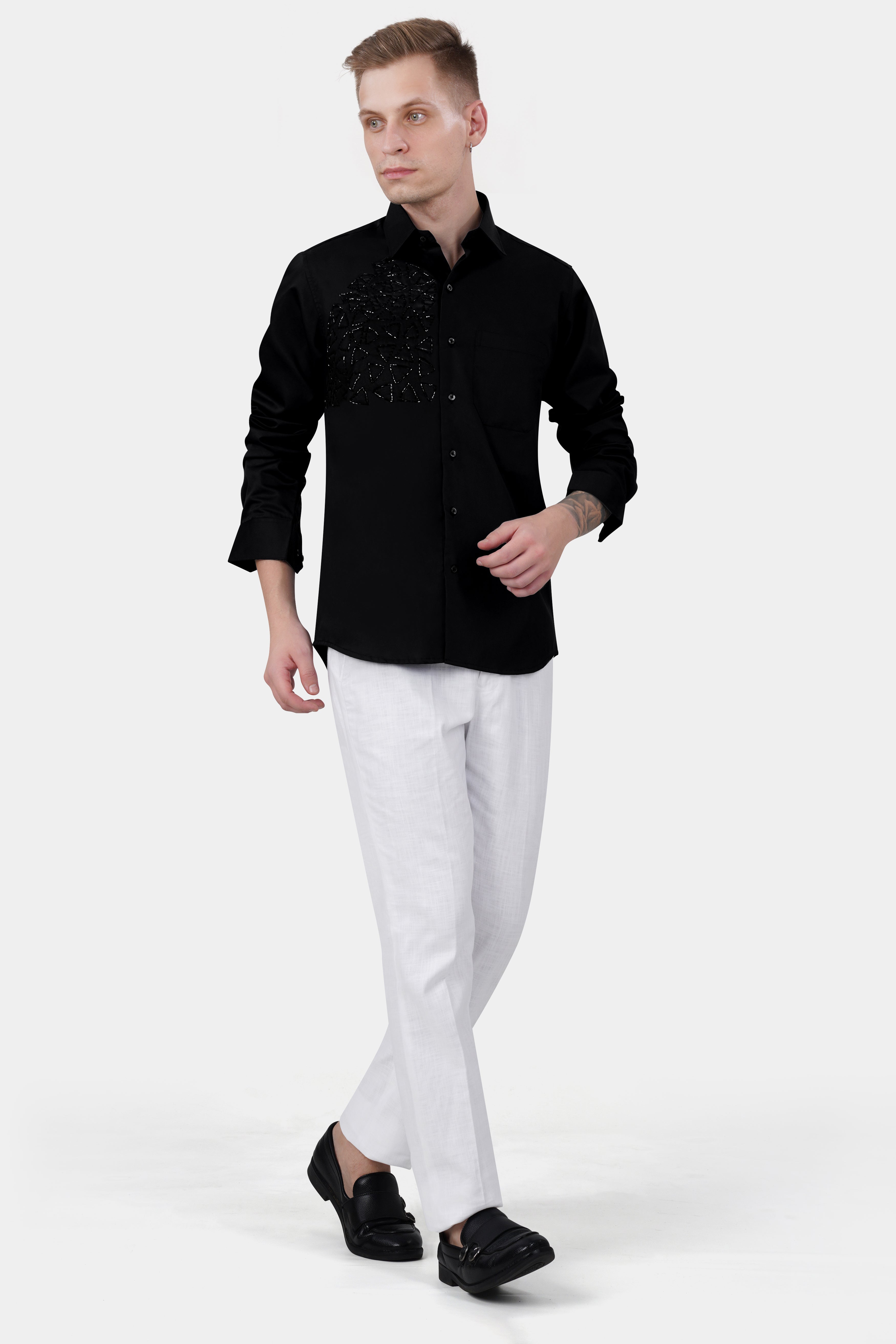 Jade Black Khatli Work Super Soft Premium Cotton Designer Shirt