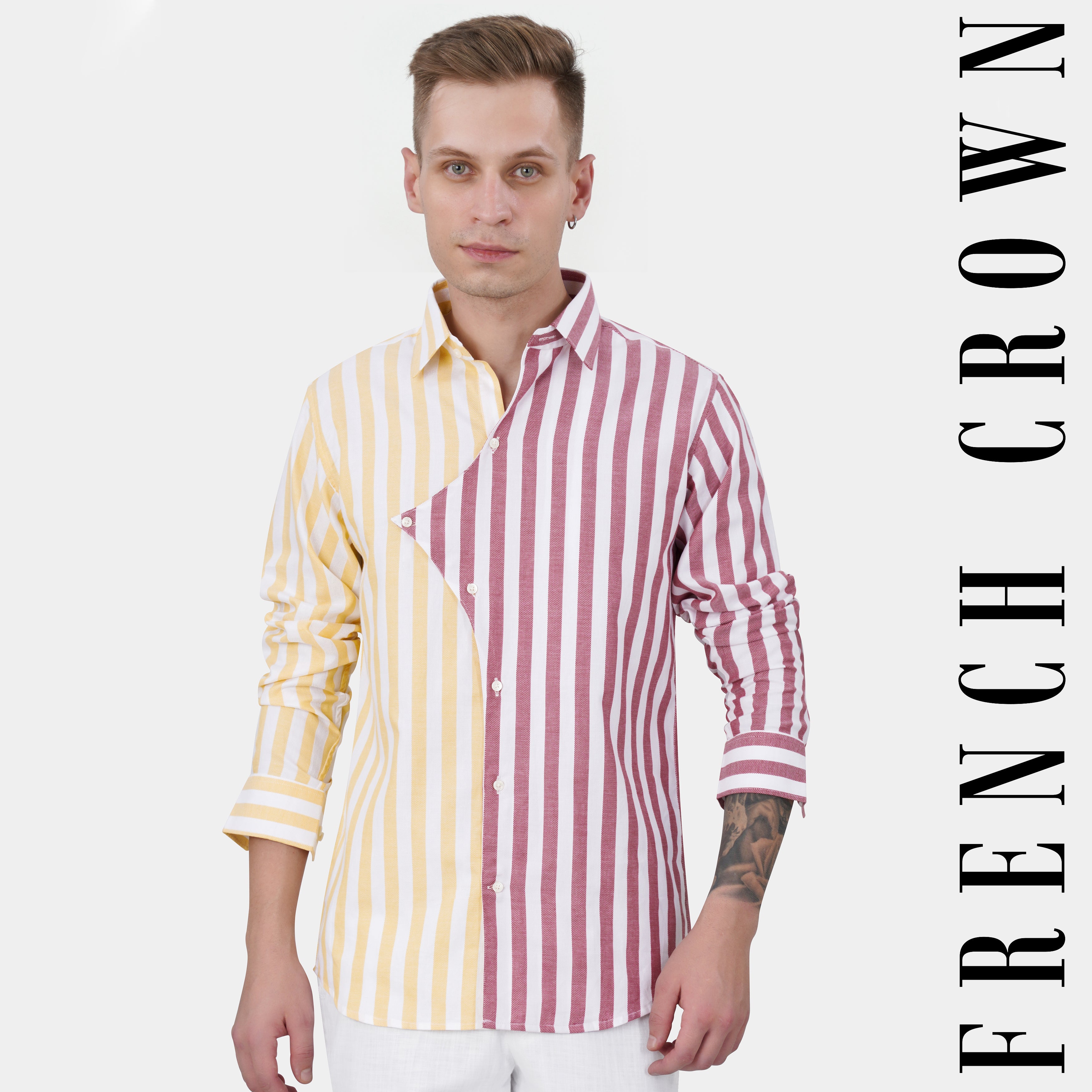 Hibiscus Pink with White and Navajo Yellow Striped Dobby Textured Premium Giza Cotton Designer Shirt 11710-D9-38, 11710-D9-H-38, 11710-D9-39, 11710-D9-H-39, 11710-D9-40, 11710-D9-H-40, 11710-D9-42, 11710-D9-H-42, 11710-D9-44, 11710-D9-H-44, 11710-D9-46, 11710-D9-H-46, 11710-D9-48, 11710-D9-H-48, 11710-D9-50, 11710-D9-H-50, 11710-D9-52, 11710-D9-H-52