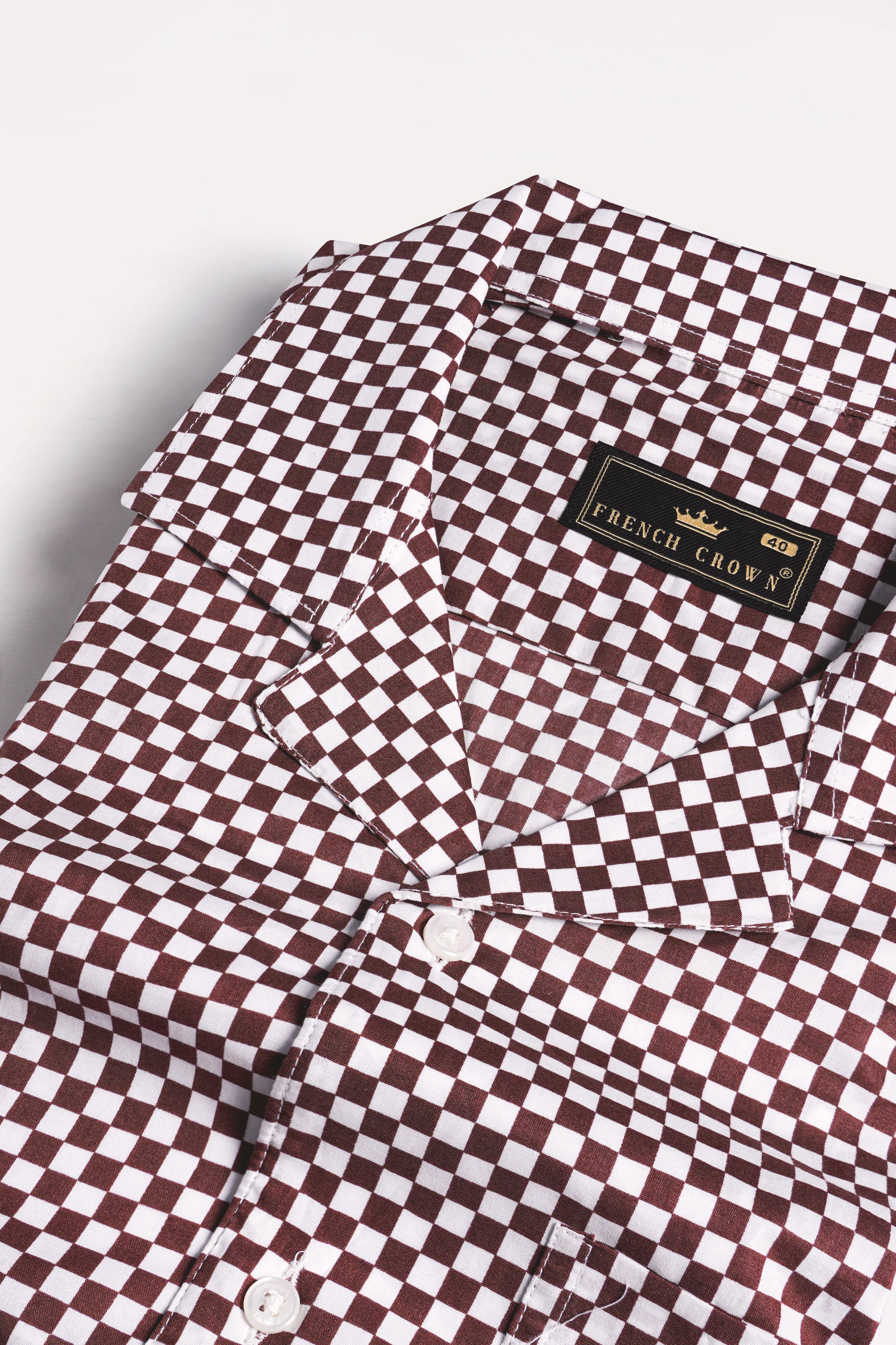 Crater Brown and White Checked Premium Cotton Shirt