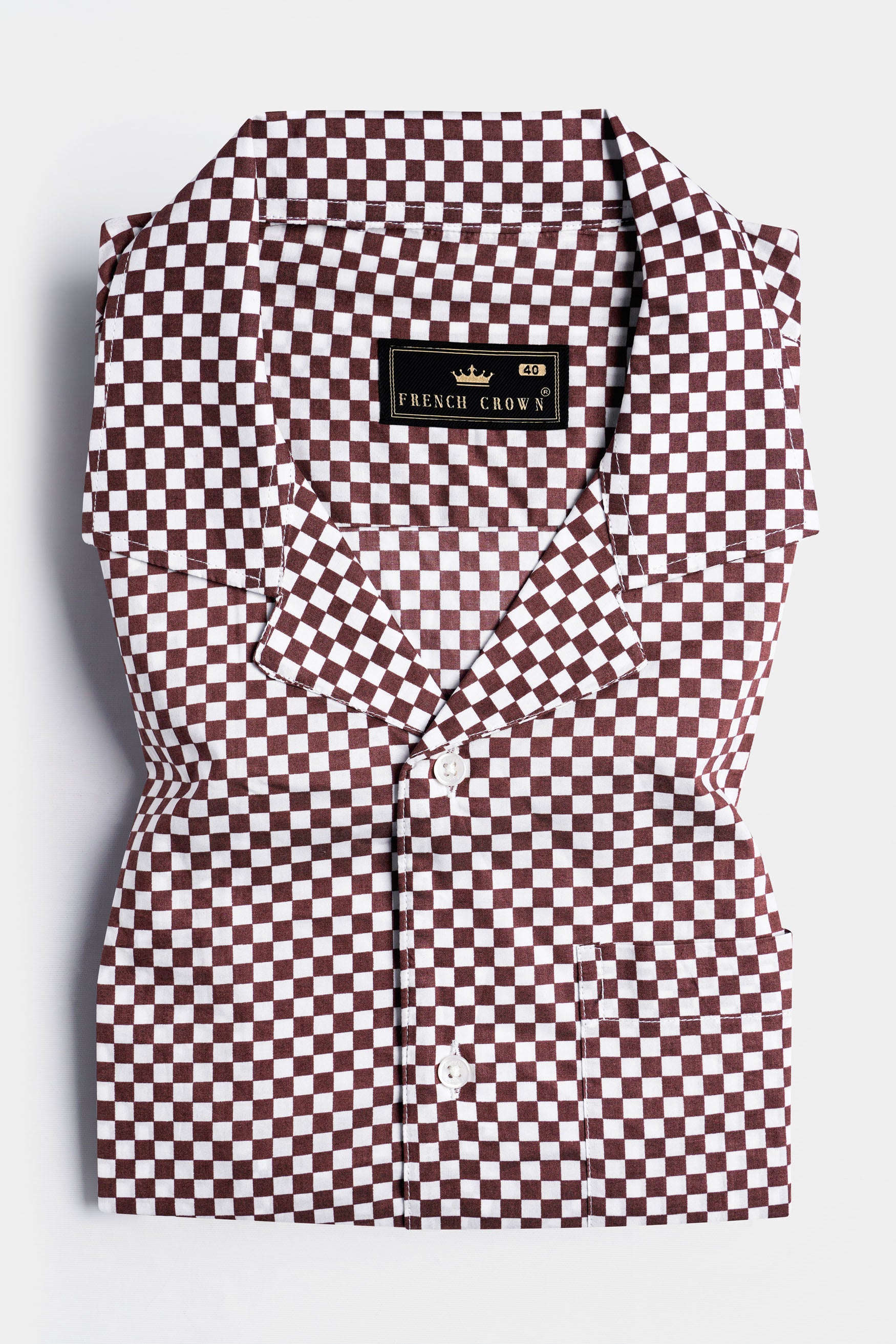 Crater Brown and White Checked Premium Cotton Shirt