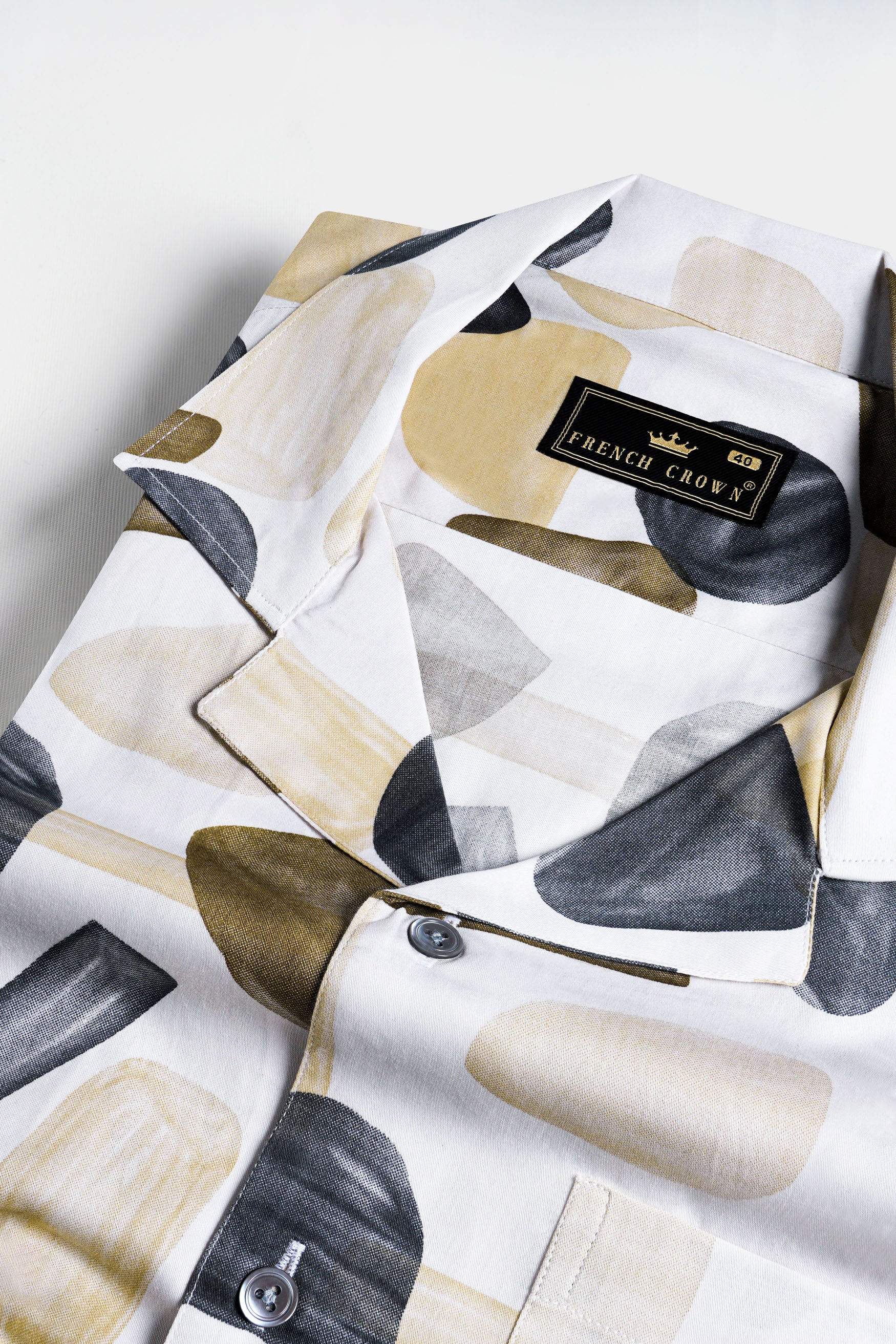Bright White and Umber Brown Abstract Printed Subtle Sheen Super Soft Premium Cotton Shirt 11716-CC-SS-GREY-38, 11716-CC-SS-GREY-39, 11716-CC-SS-GREY-40, 11716-CC-SS-GREY-42, 11716-CC-SS-GREY-44, 11716-CC-SS-GREY-46, 11716-CC-SS-GREY-48, 11716-CC-SS-GREY-50, 11716-CC-SS-GREY-52