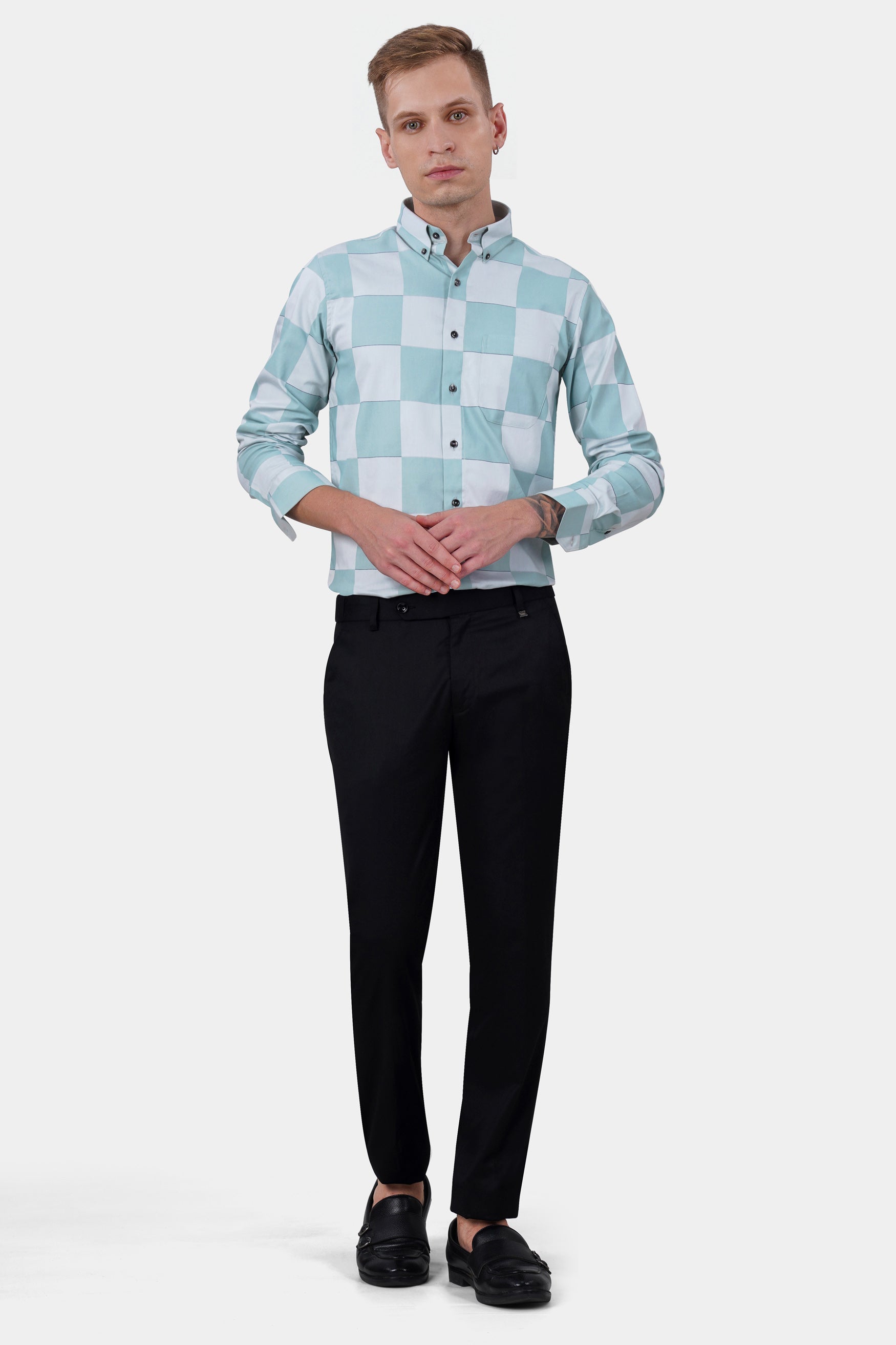 Gull Blue and Ghost Gray Checked Subtle Sheen Super Soft Premium Cotton Shirt 11749-BD-BLK-38, 11749-BD-BLK-H-38, 11749-BD-BLK-39, 11749-BD-BLK-H-39, 11749-BD-BLK-40, 11749-BD-BLK-H-40, 11749-BD-BLK-42, 11749-BD-BLK-H-42, 11749-BD-BLK-44, 11749-BD-BLK-H-44, 11749-BD-BLK-46, 11749-BD-BLK-H-46, 11749-BD-BLK-48, 11749-BD-BLK-H-48, 11749-BD-BLK-50, 11749-BD-BLK-H-50, 11749-BD-BLK-52, 11749-BD-BLK-H-52