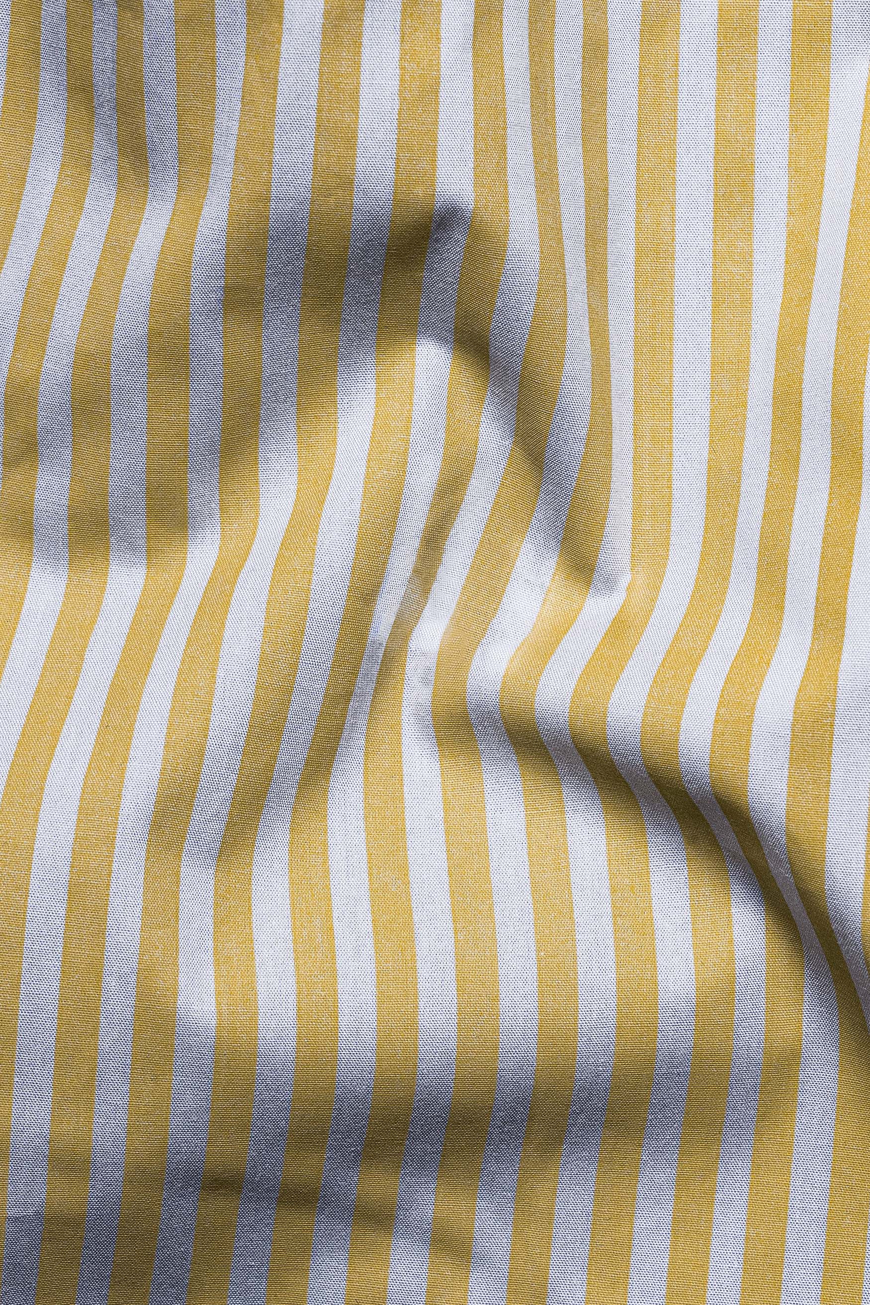 Dijon Yellow and Selago Gray Striped Premium Cotton Shirt