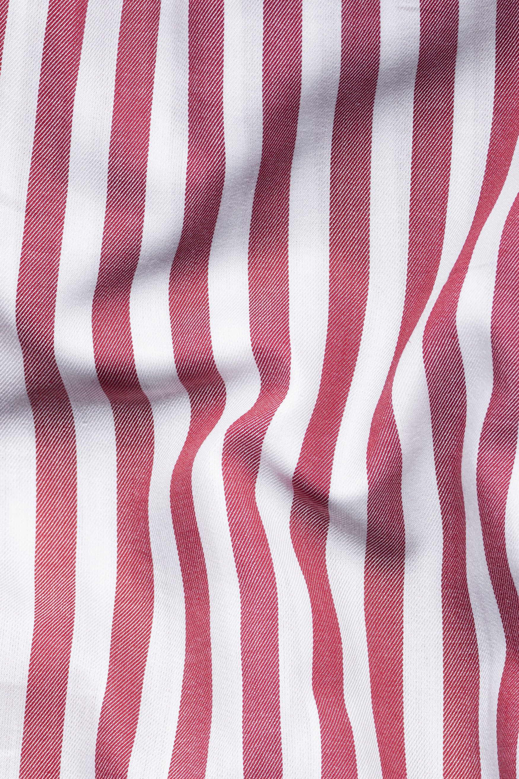 Rouge Pink and White Striped Twill Premium Cotton Shirt